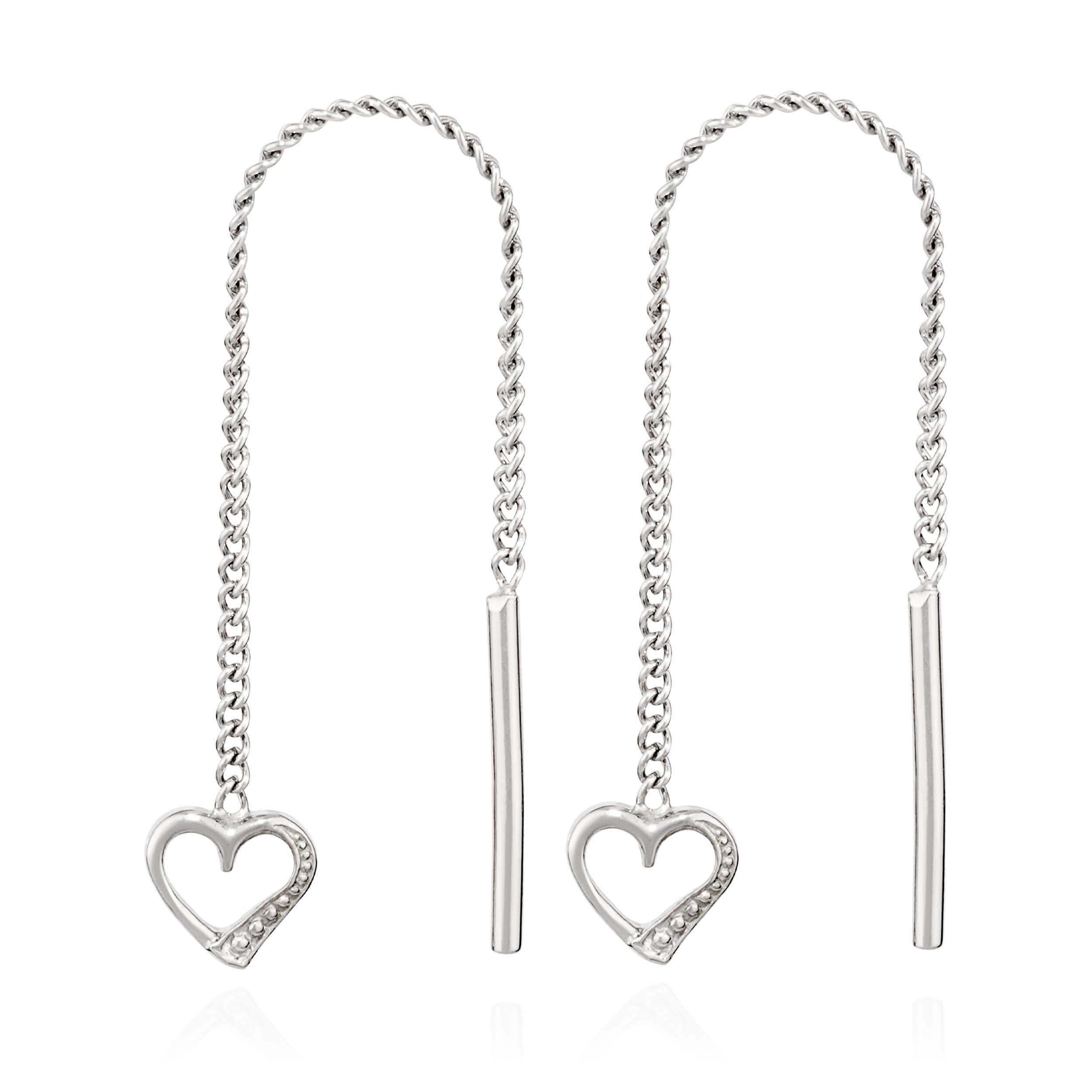 Paar Ohrhänger Paar Herz Durchzieher 925 Silber glanz rhodiniert 5x5mm Damen Ohrringe