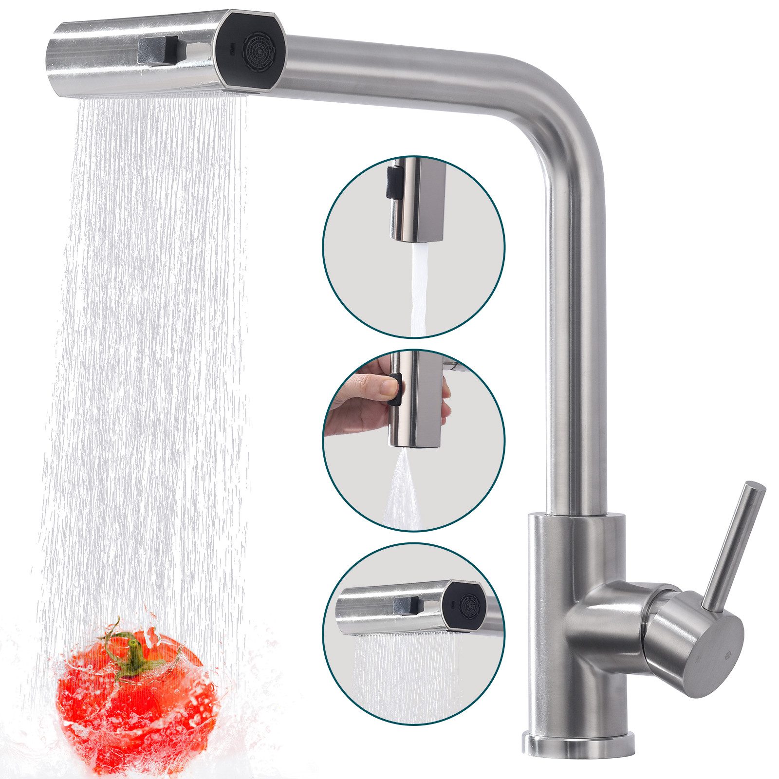 HOMELIVE Spültischarmatur Ausziehbar 360°Schwenkbar Drei Sprühfunktionen Sp günstig online kaufen