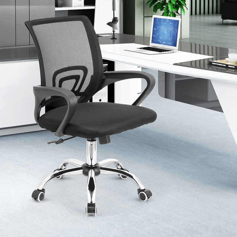 LETGOSPT Schreibtischstuhl Schreibtischstuhl Sitzfläche, Verchromten Fußkreuz, 5 Kunststoffrollen, Höhenverstellbar Ergonomischer Gepolsterte Chair, Wippfunktion 90°-135°