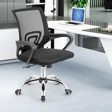 oyajia Bürostuhl Höhenverstellbar Schreibtischstuhl, Ergonomischer Bürostuhl Drehstuhl, leise Rollen, Atmungsaktiv, Wippfunktion 90°-135°, Bis 130 kg belastbar