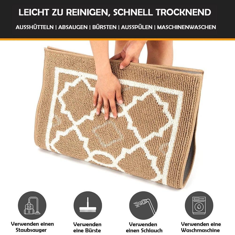 TUWENA Fußmatte Rutschfeste Fußmatte, Weich Badezimmerteppich Saugfähige, staubdicht, Badteppich Waschbar Badvorleger für Badezimmer, Dusche, Badewannen – Bild 5 von 5