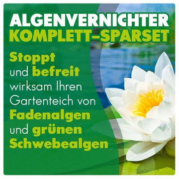 AQUALITY Gartenpflege-Set Algenvernichter Komplett-Sparset für Gartenteiche, Befreit den Gartenteich schnell und dauerhaft von unschönen Algen