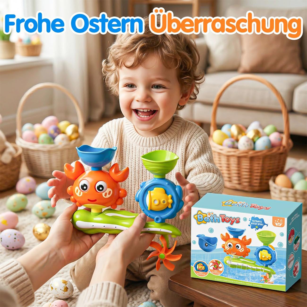 CLTYQ Badespielzeug Badespielzeug für Kinder,Wasserspiel-Krabbe,Lernspielzeug, Badewannenspielzeug & Outdoor,Geschenk für Junge Mädchen Geburtstag – Bild 2 von 5
