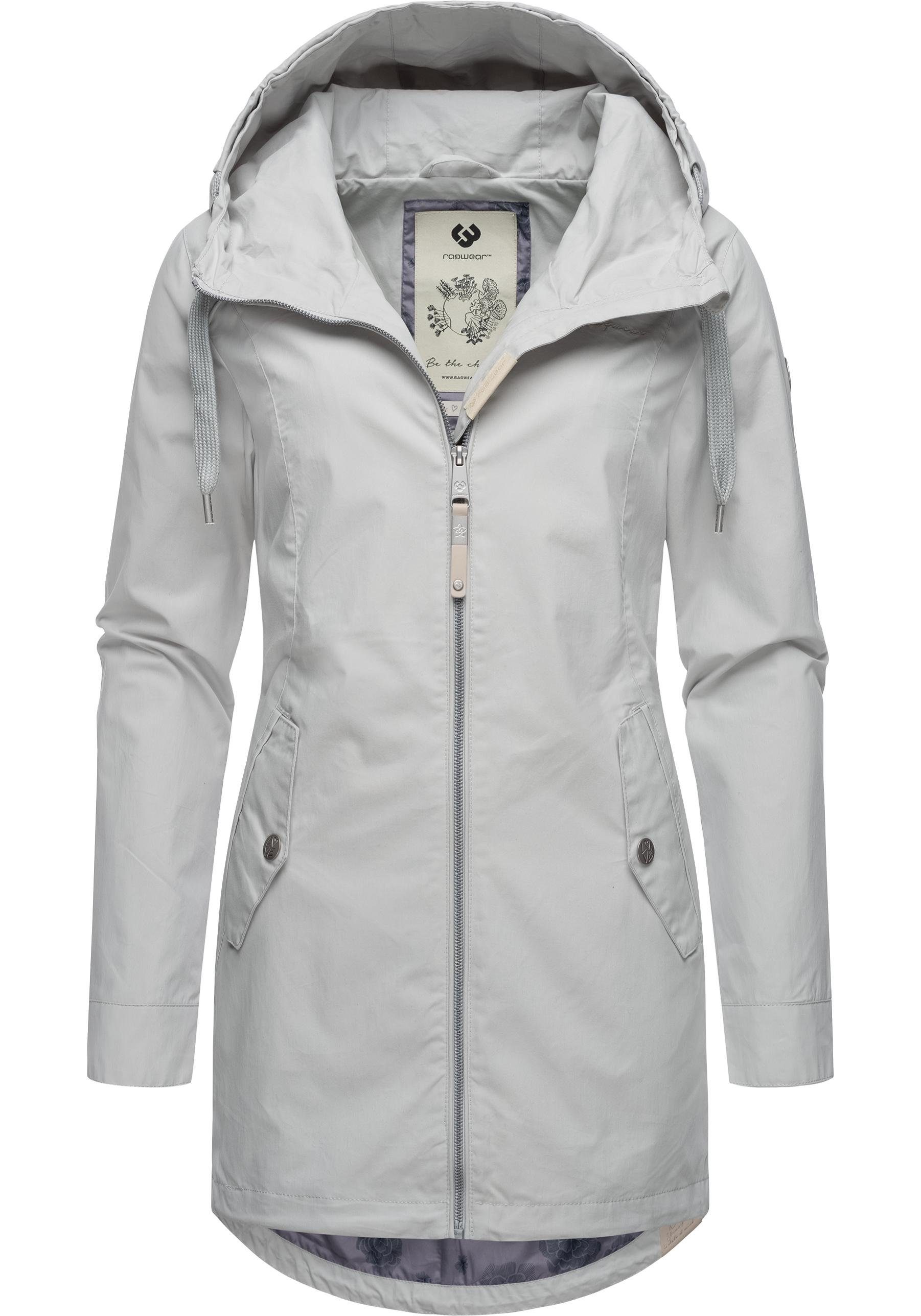 Mondda schicker mit Übergangsparka Damen Outdoorjacke Details tollen Ragwear hellgrau