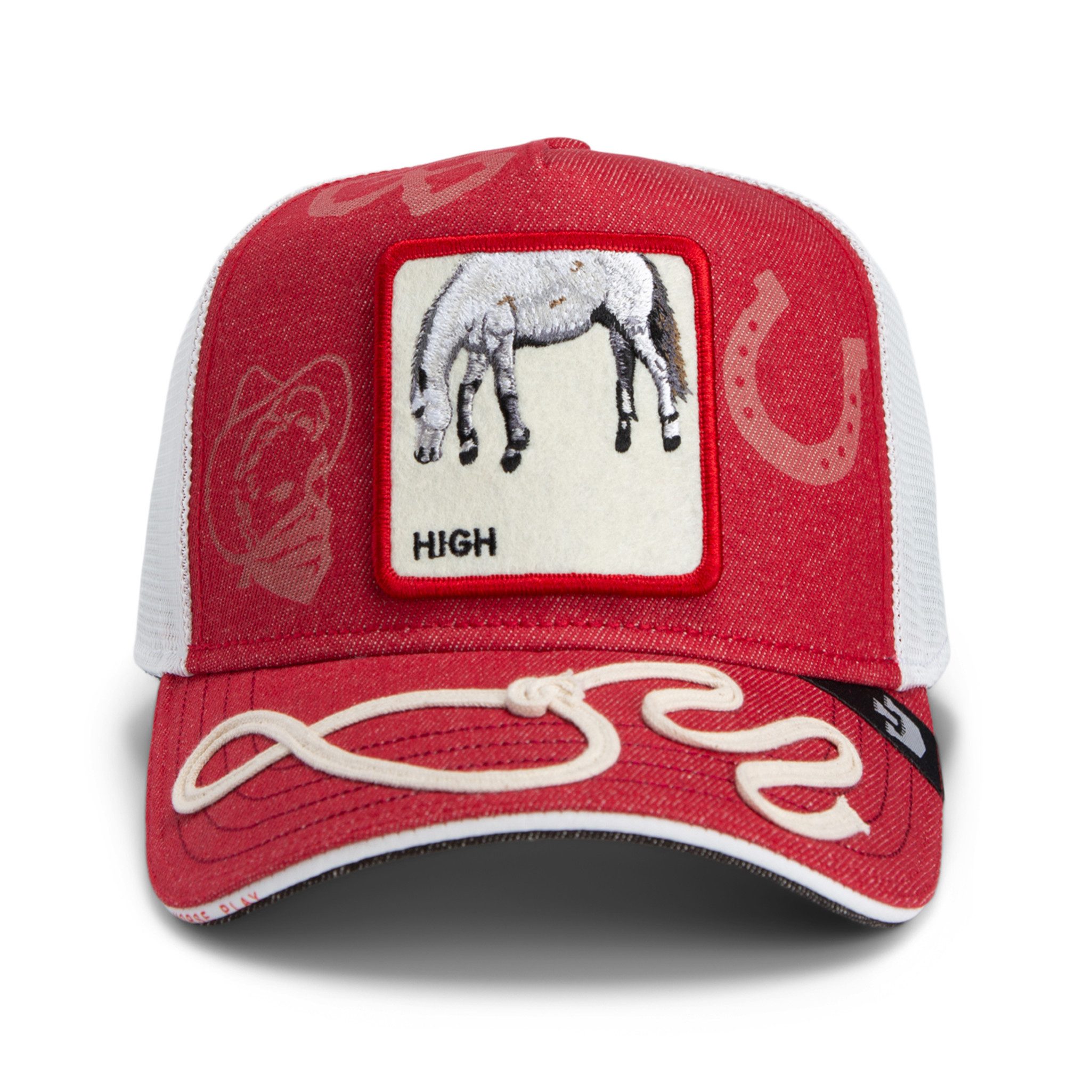 GOORIN Bros. Trucker Cap Goorin Bros. OG Trucker Cap Horse Play Way Up Red (Basecap, Basecap, Meshcap, Trucker Kappe) Lasso auf dem Schirm