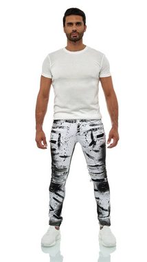 KINGZ Slim-fit-Jeans mit ausgefallener Batik-Waschung