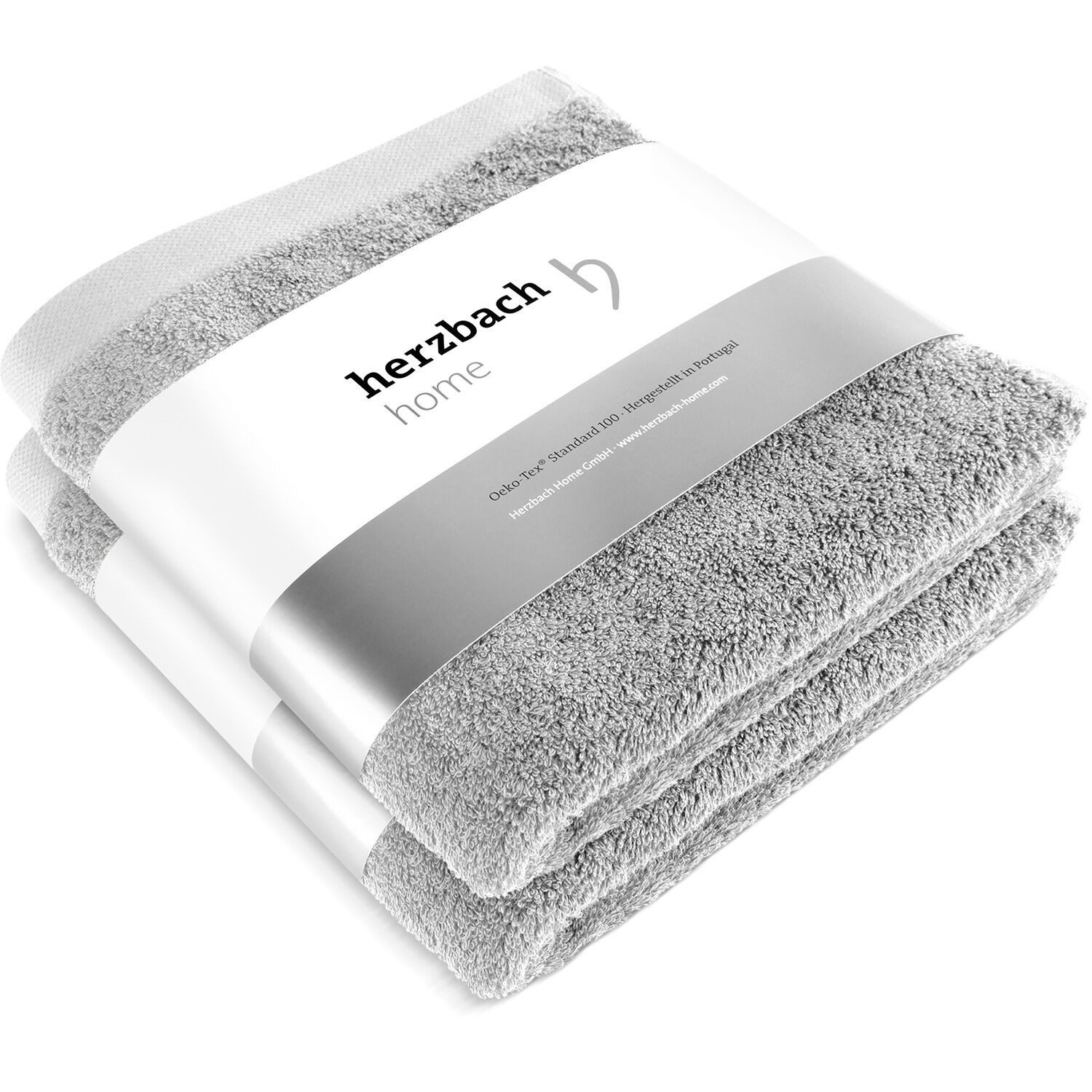 Herzbach Home Handtuch Set Pura 50x100 cm, (2-St), 550g/m², Premium-Qualität, 100% Baumwolle, einfarbig