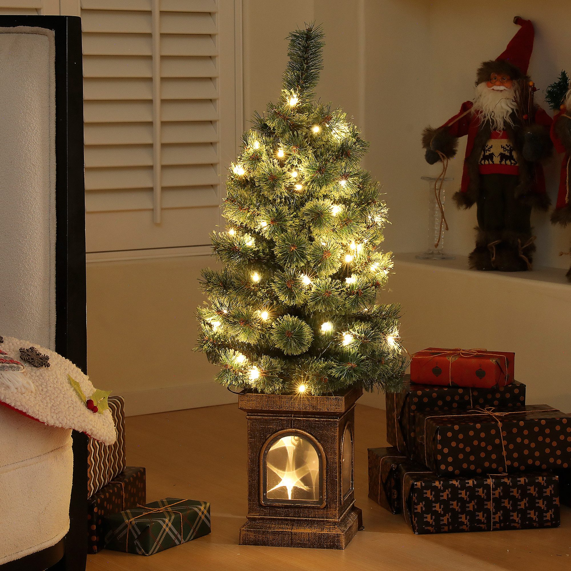 HOMCOM Künstlicher Weihnachtsbaum mit LED-Leuchten, 90 cm,mit Fernbedienung günstig online kaufen