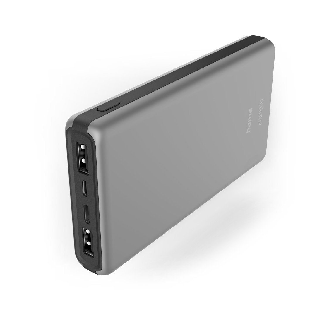 Neue Ware zu günstigen Preisen Hama Power Pack, Ausgänge leicht USB-C, 3 USB-A, (3,7 klein, silberfarben Powerbank 15000 mAh 2x 1x Ladekabel, V)