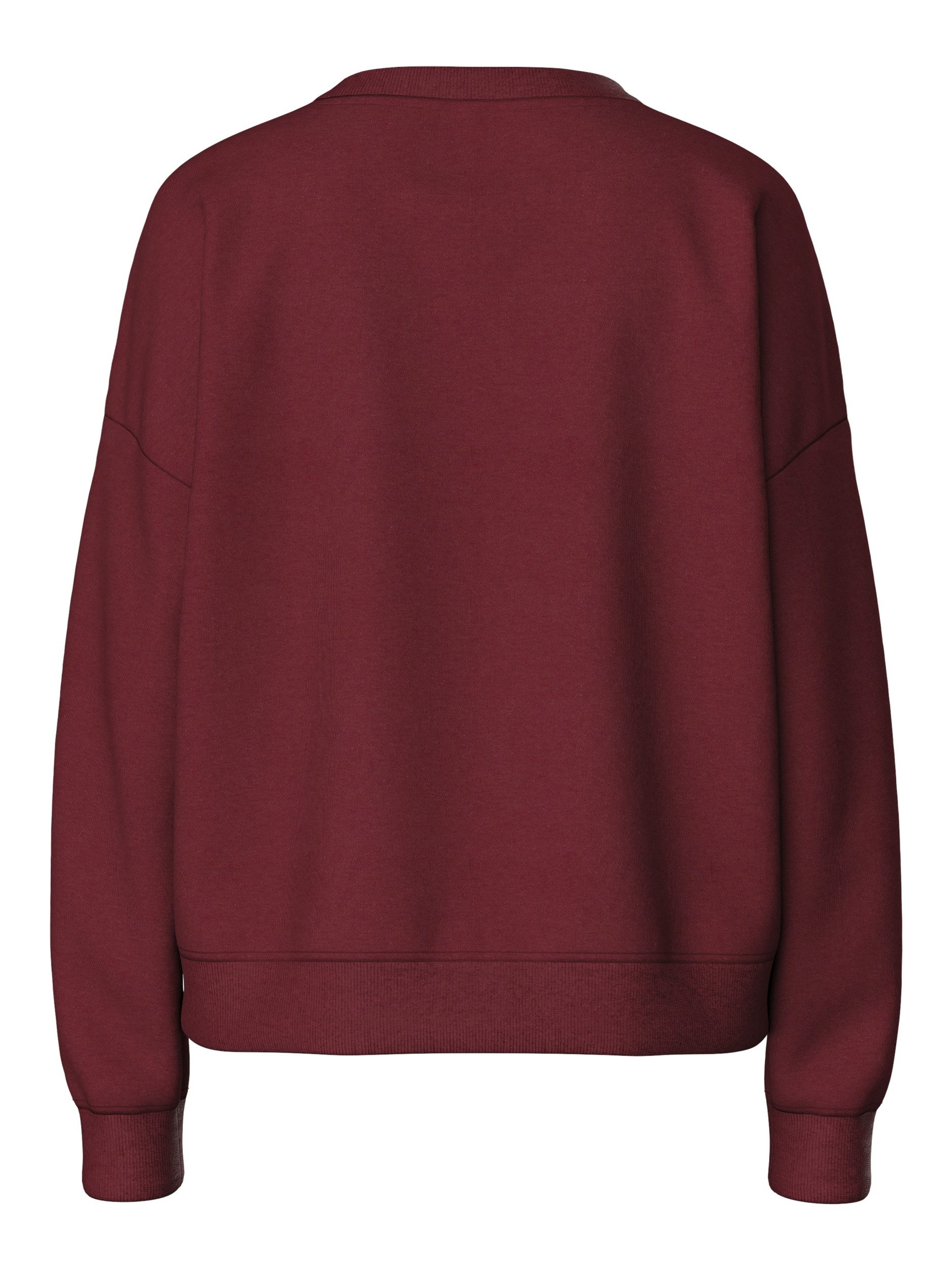 pieces T-Shirt PCTAMY LS LOOSE SWEAT D2D PB, Tawny Port/BROOKLYN IN WHITE COLOR