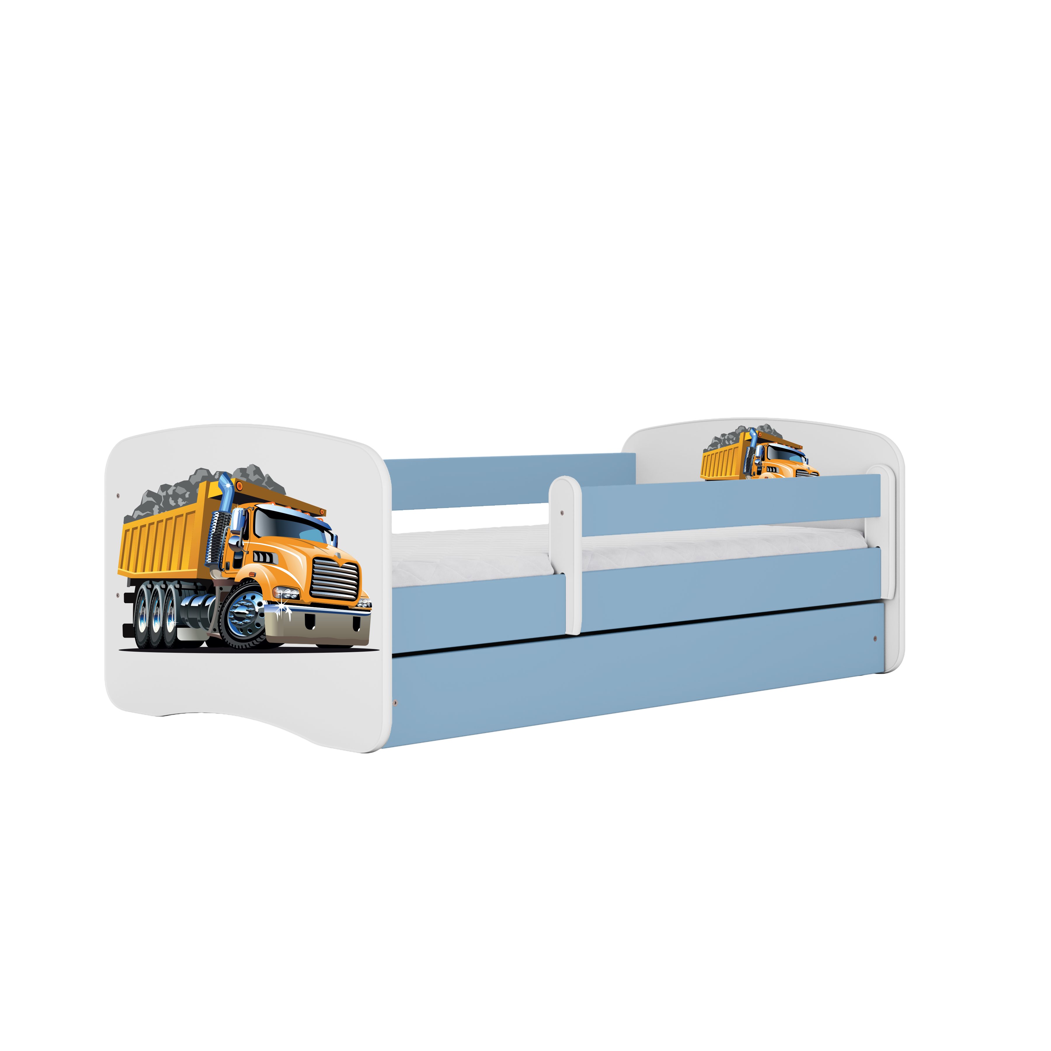 Raumhirsch Furniture Kinderbett 70x140, 80x160, 80x180 cm - Komplettset mit Schublade (Bett für Jungs, Einzelbett für Kinder 2–12 Jahre mit Rausfallschutz), verschiedene Farben & Designs
