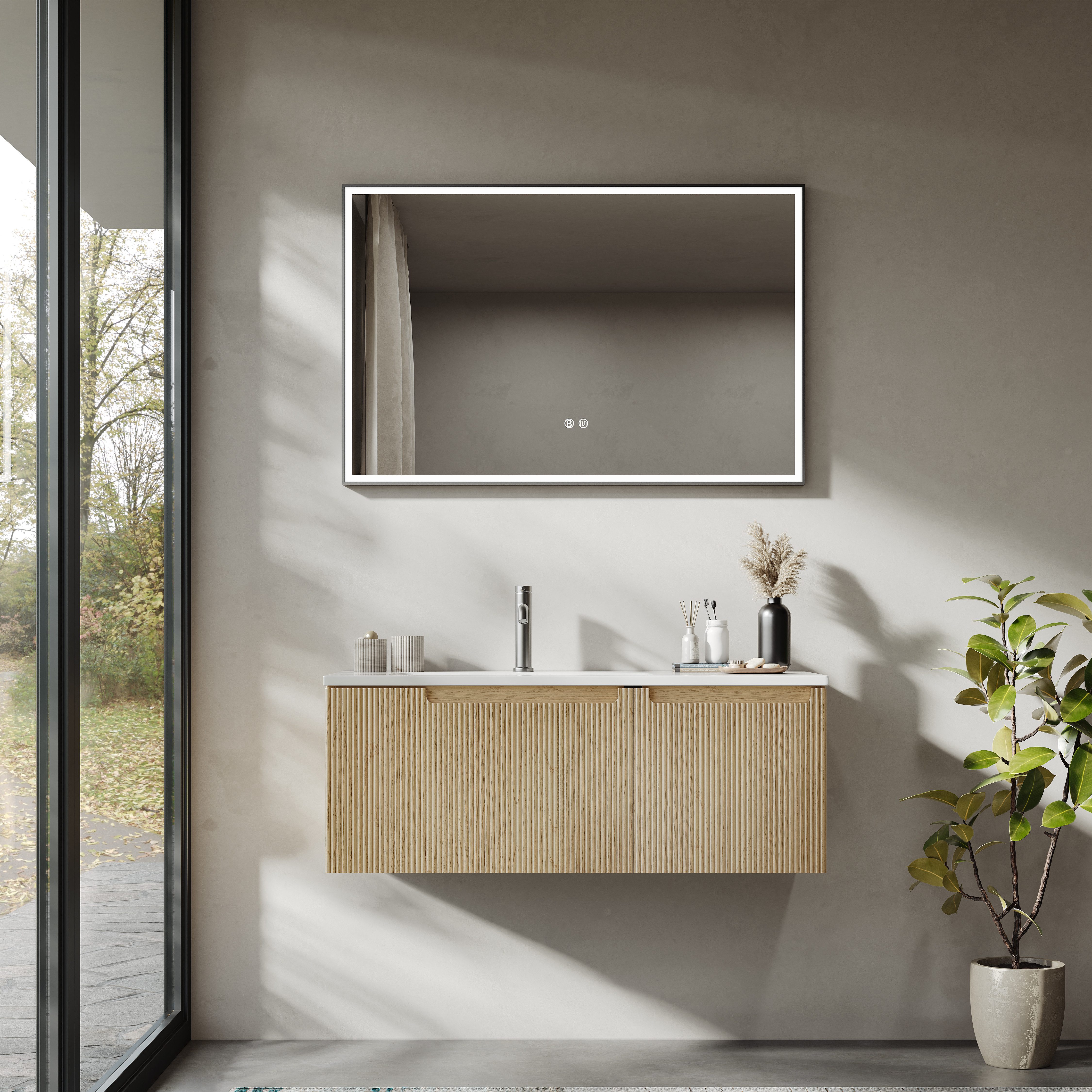 BRIDGE BENO Badmöbel-Set Wandhängender Badezimmer-Waschtisch mit Mineralgus günstig online kaufen