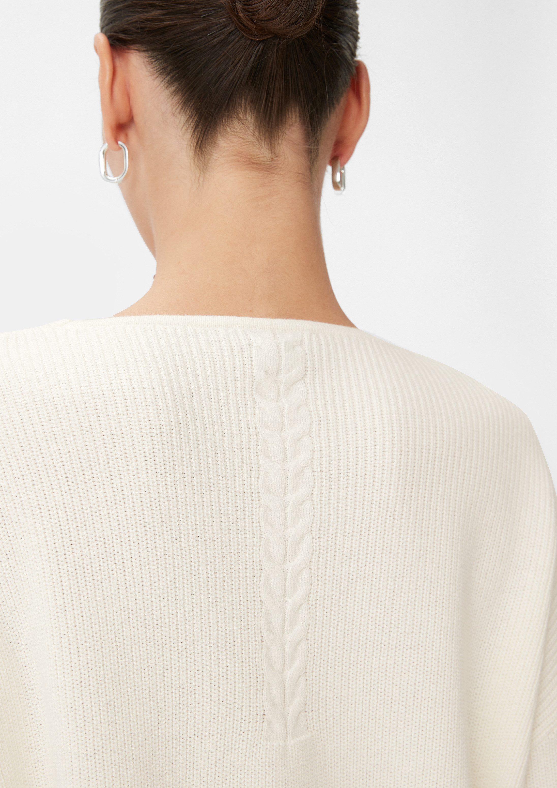 comma Longpullover Strickpullover Strickpullover mit Muster-Detail