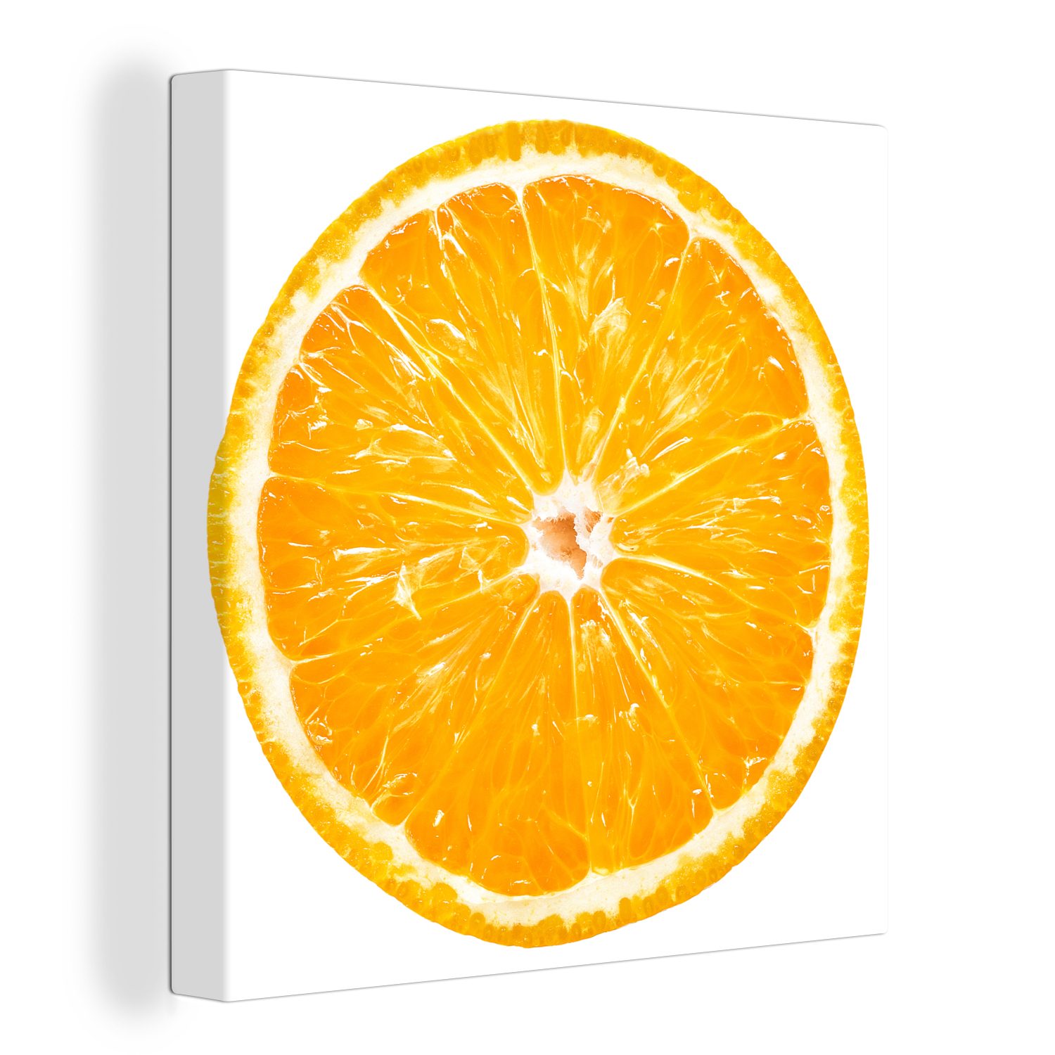 OneMillionCanvasses® Leinwandbild Orange - Obst - Weiß, (1 St), Leinwand Bilder für Wohnzimmer Schlafzimmer