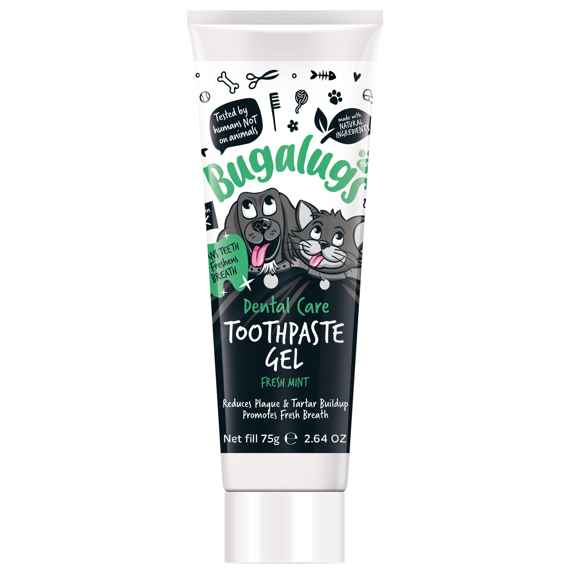 Tier-Zahncreme Bugalugs Dental Care Zahnpasta Gel 75g – Frischer Minzgeschmack für