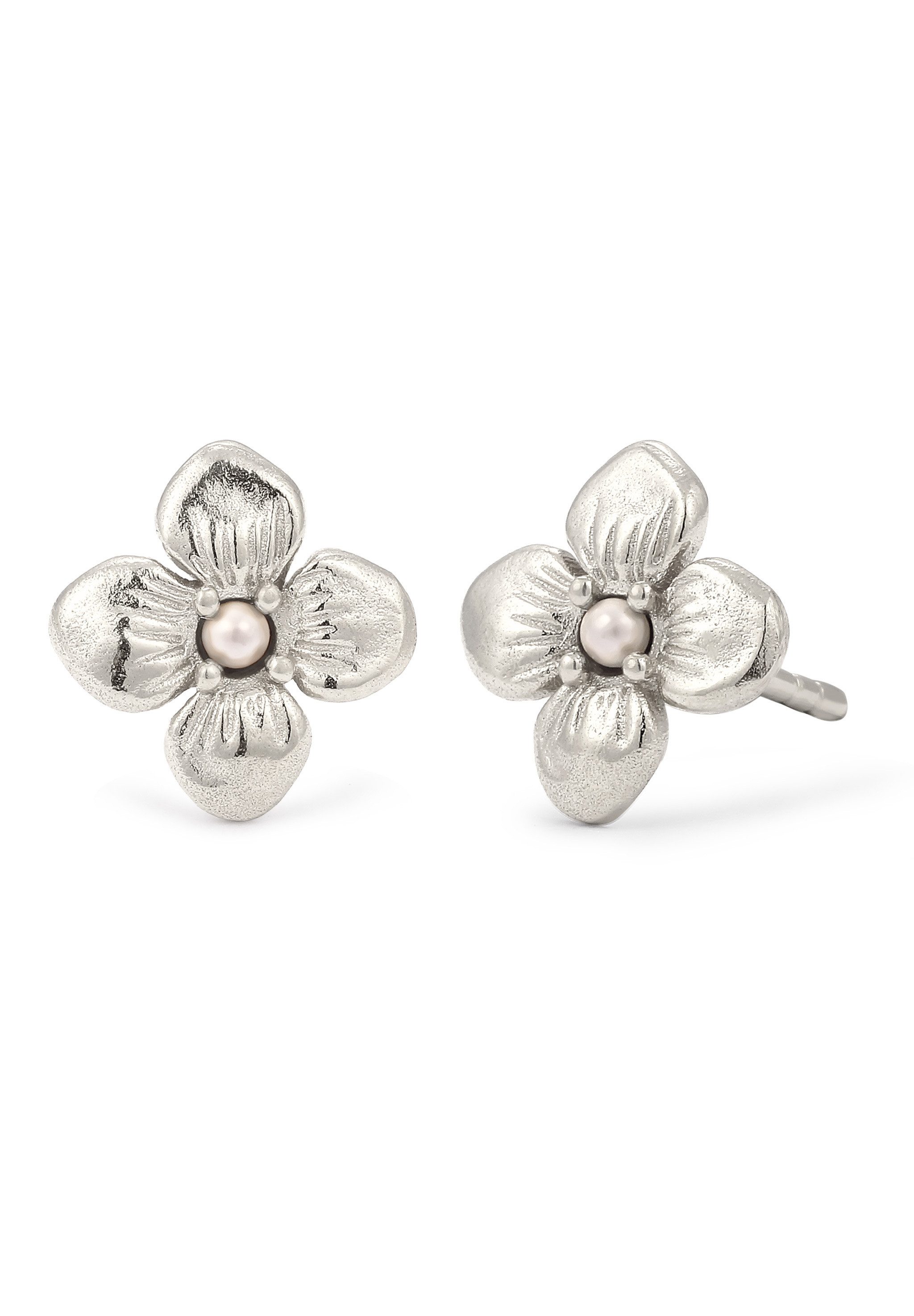 Elli Perlenohrringe Ohrstecker Blume Synthetische Perle Weiß 925 Sterling Silber