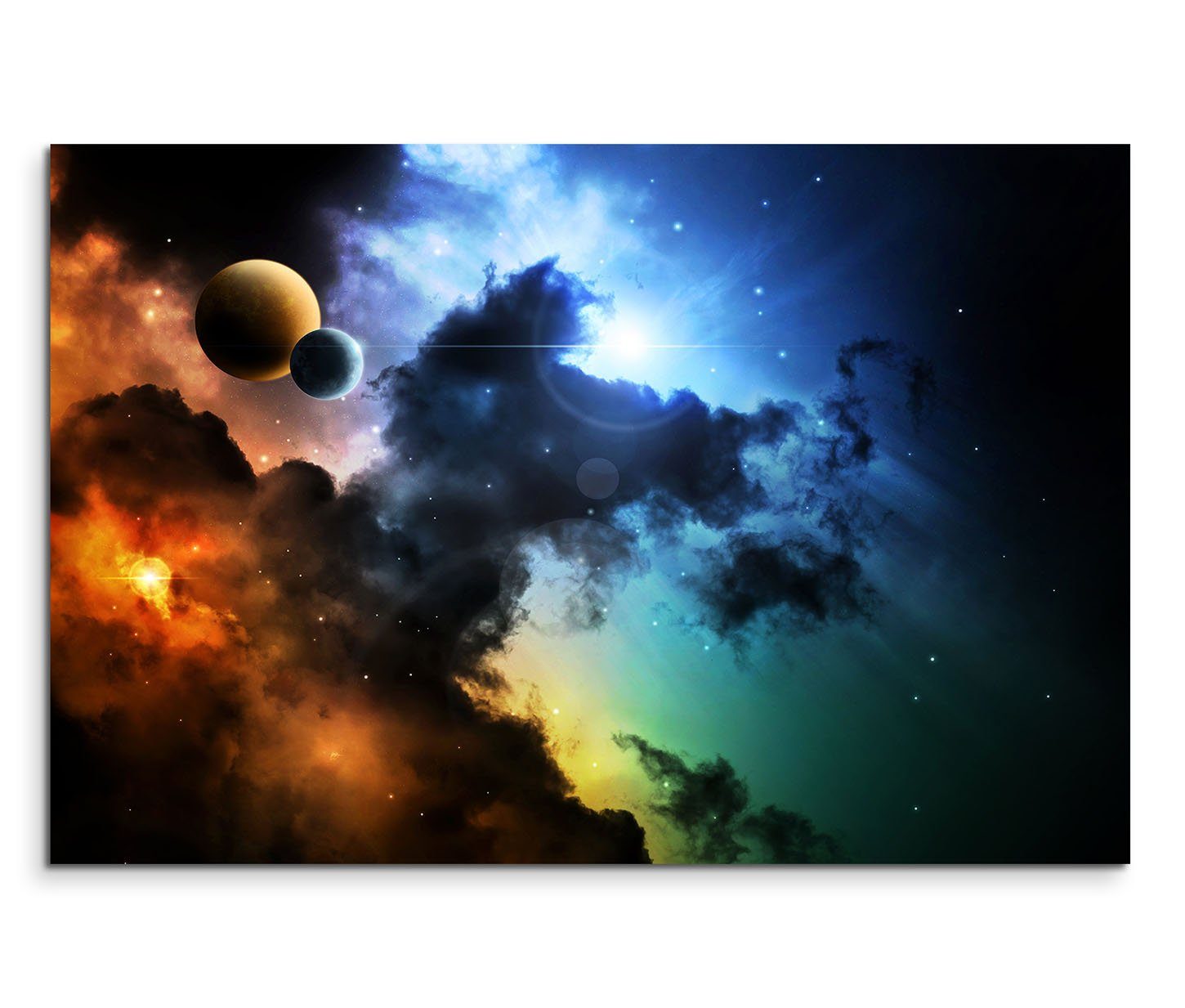 Leinwandbild 120x80cm Wandbild Weltraum Fantasie Galaxie Wolken