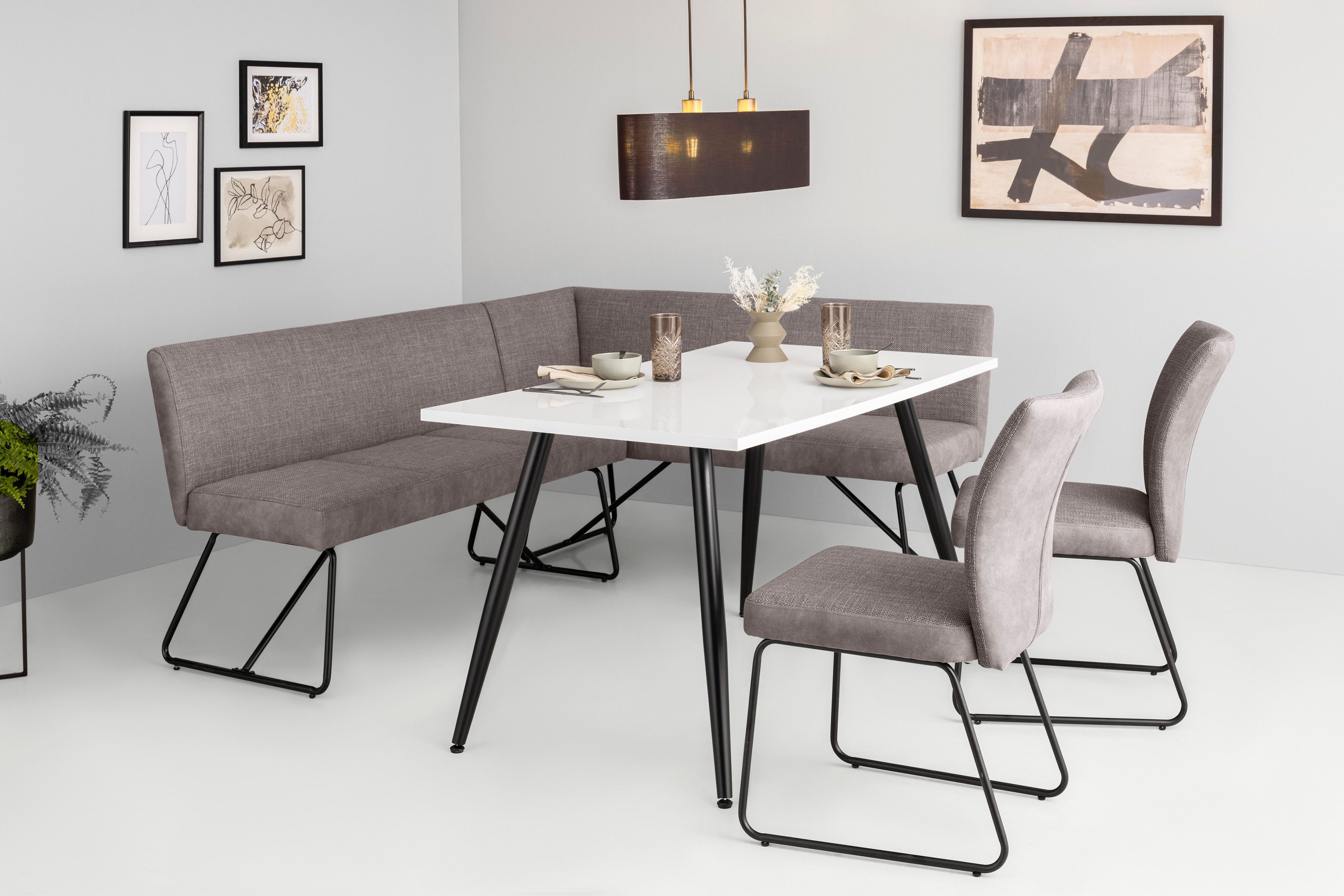 HELA Esstisch ANIKA (1-St), Hochglanz Weiß lackiert, Tischplatte fest, Vier günstig online kaufen