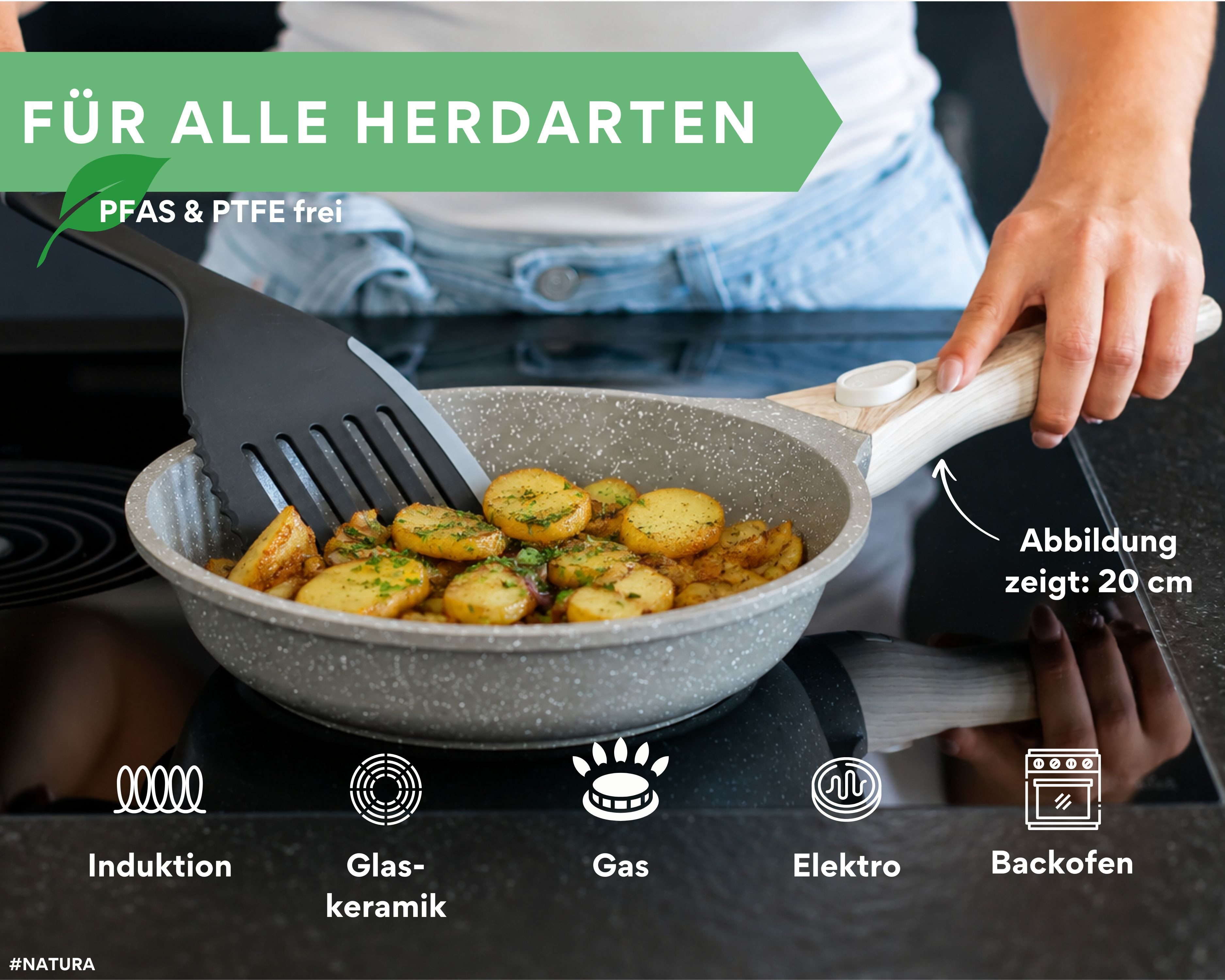 divory Bratpfanne Keramikpfanne mit abnehmbarem Griff, für alle Herdarten, Aluminium, Induktion, abnehmbare Griffe – Bild 3 von 5