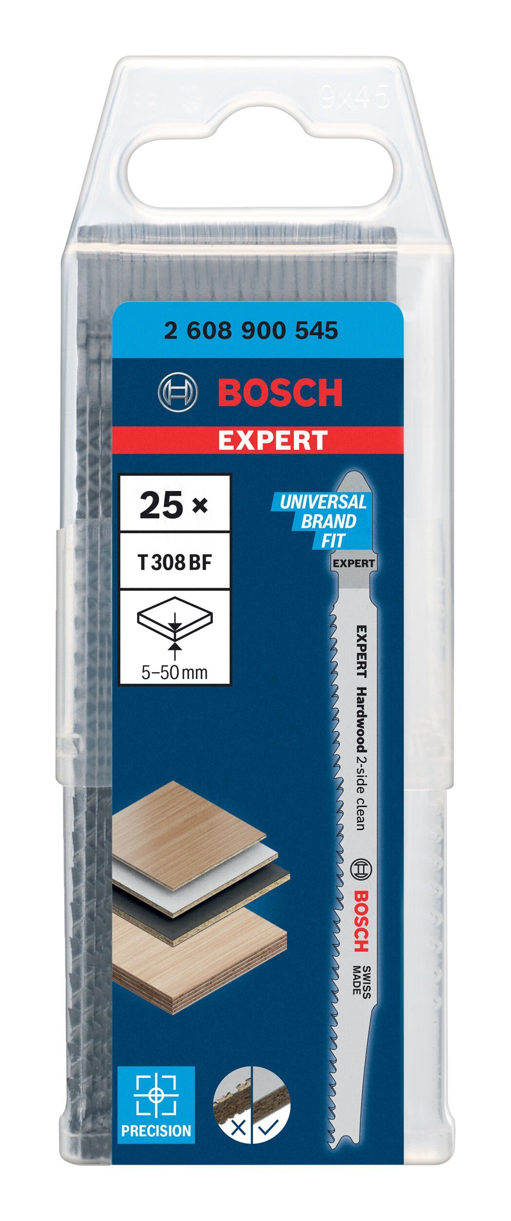 for 308 Stichsägeblatt T Hard Extraclean (25 Stück), Wood Expert 25er-Pack 2-side Hardwood Expert BF - BOSCH