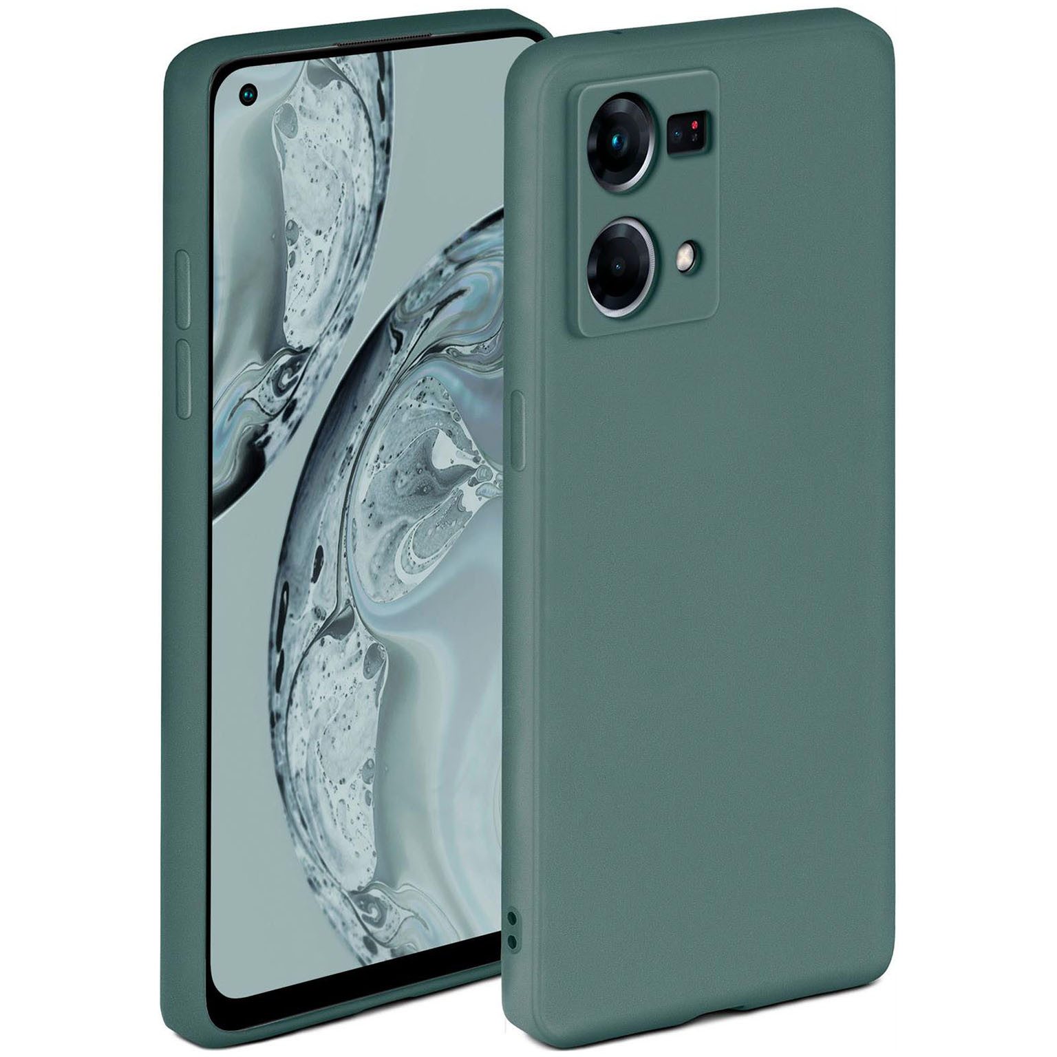 ONEFLOW Handyhülle für Oppo Reno7 (4G) Hülle Silikon Soft Case Petrol Grün 6,43 Zoll, Silikonhülle Cover Dünn Handytasche TPU Schutzhülle mit Kameraschutz