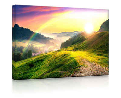 lightbox-multicolor LED-Bild Französische Berglandschaft beim Sonnenuntergang fully lighted 60x40cm, Leuchtbild mit Fernbedienung