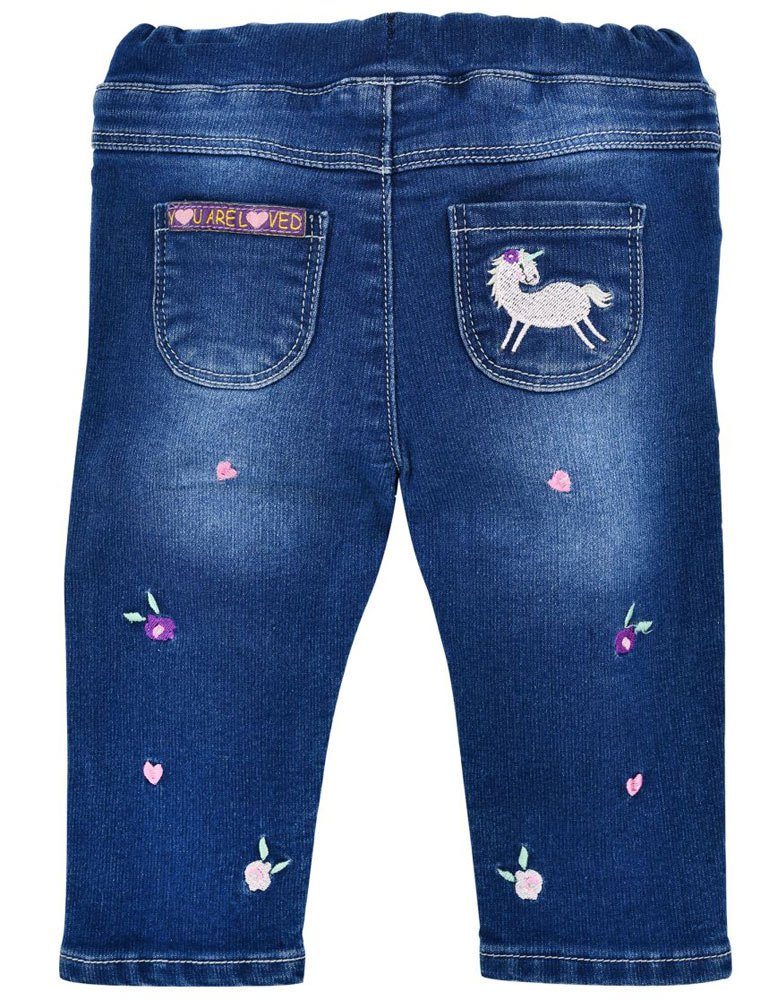 Trachtenlederhose Jeans Baby BONDI 86645, BONDI 'Blümchen' d Blue Mädchen