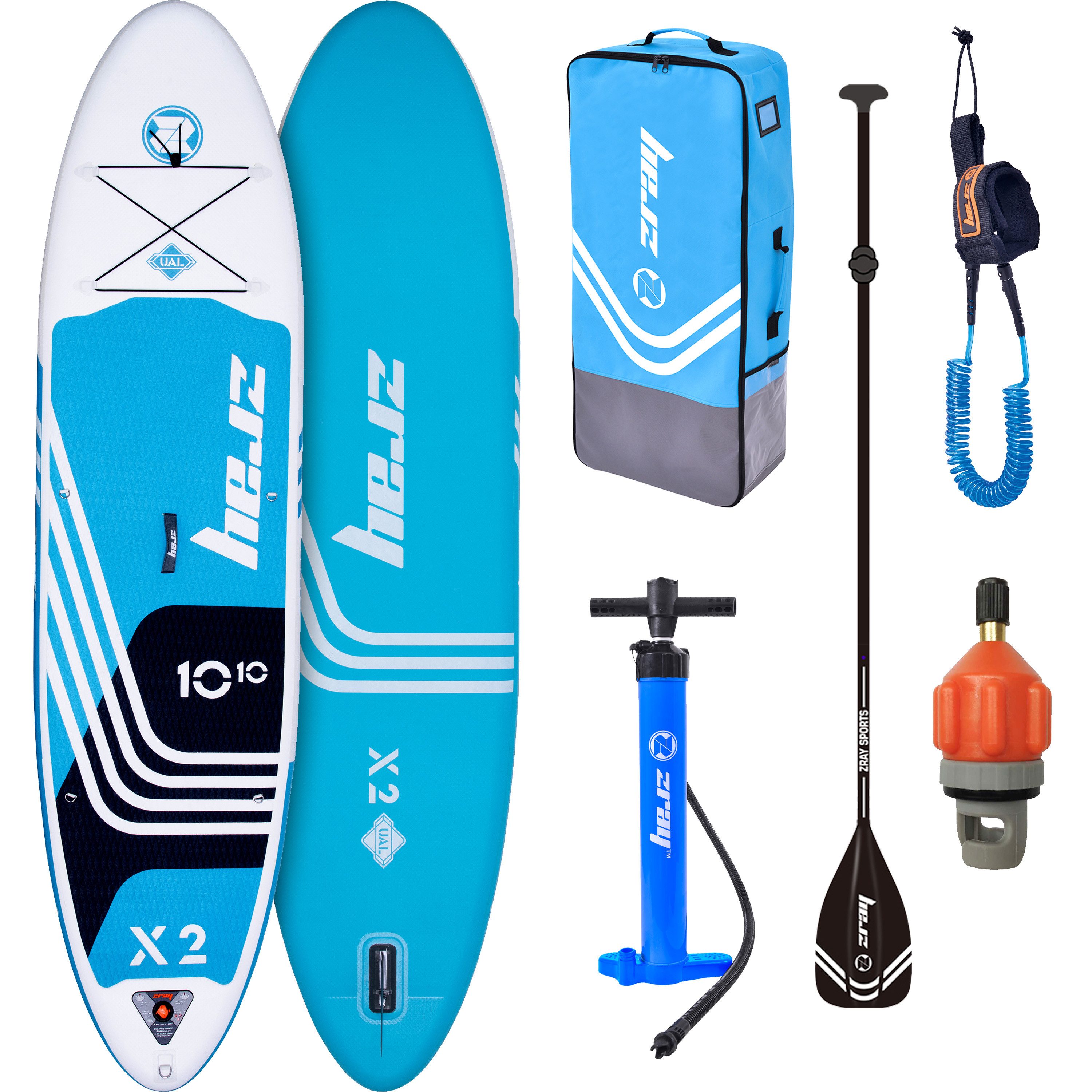 zray Inflatable SUP-Board X2 Premium Stand Up Paddling Komplettset 330x81x15 cm, Allround, (Stand Up Paddle Board, 6 tlg), bis 150kg Mit Paddel Pumpe Rucksack & Sicherheitsleine