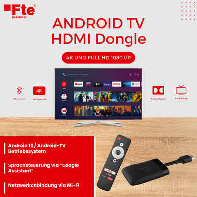 FTE Streaming-Box Zertifizierter Android TV HDMI Dongle