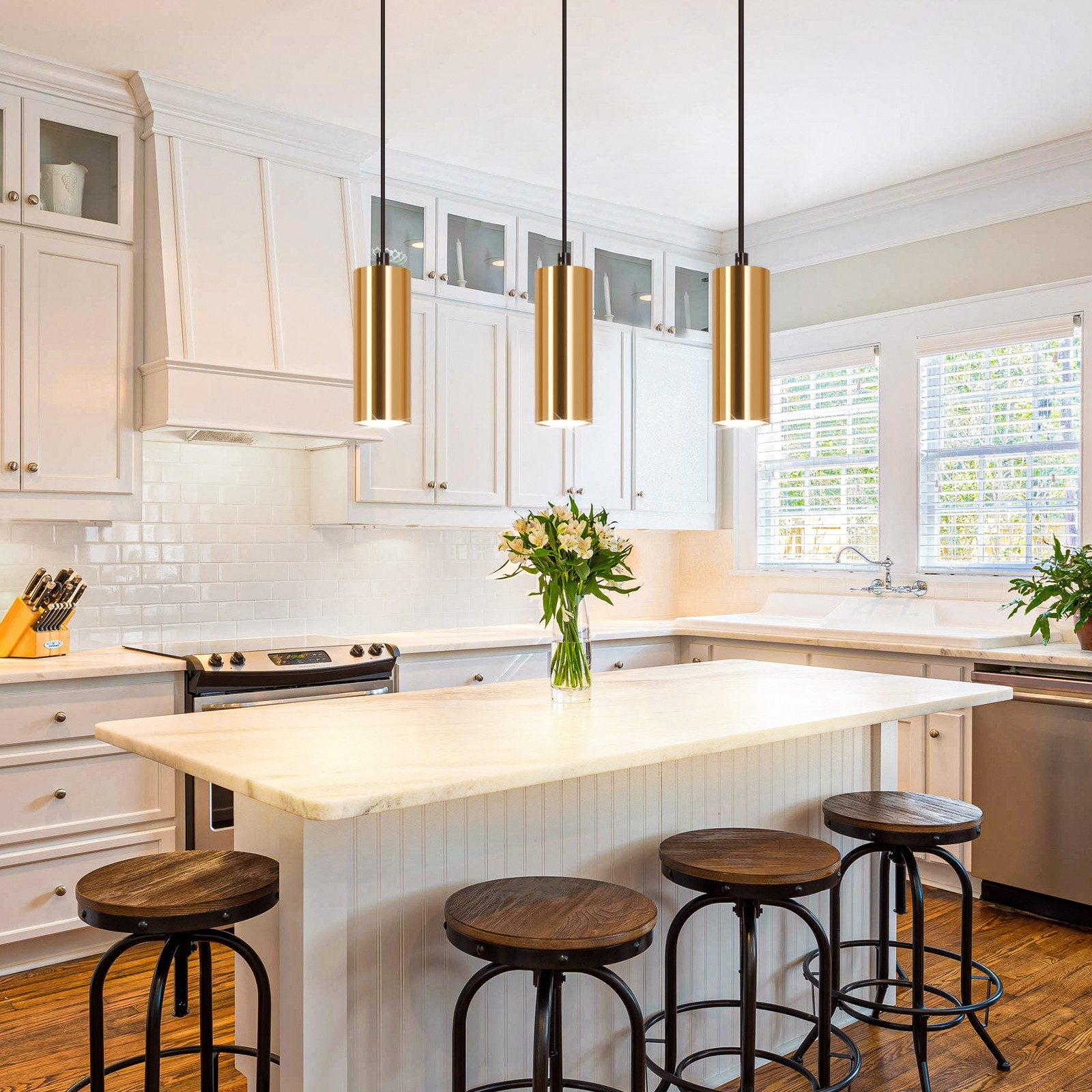 ZMH Pendelleuchte Esszimmer 3 Flammig Hängelampe Gold Schwarz Vintage für W günstig online kaufen