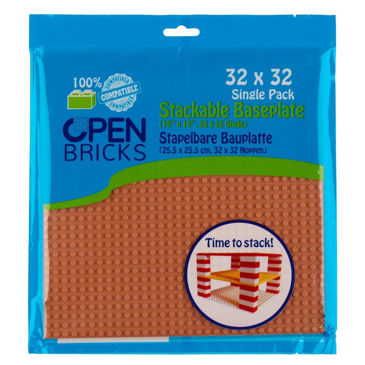 Open Bricks OpenBricks Baseplate 32x32 light brown Konstruktionsspielsteine