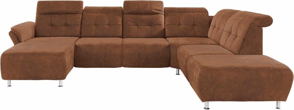 Home affaire Wohnlandschaft Manhattan U-Form, 2 Sitze mit elektrischer Relaxfunktion, verstellbare Armlehnen