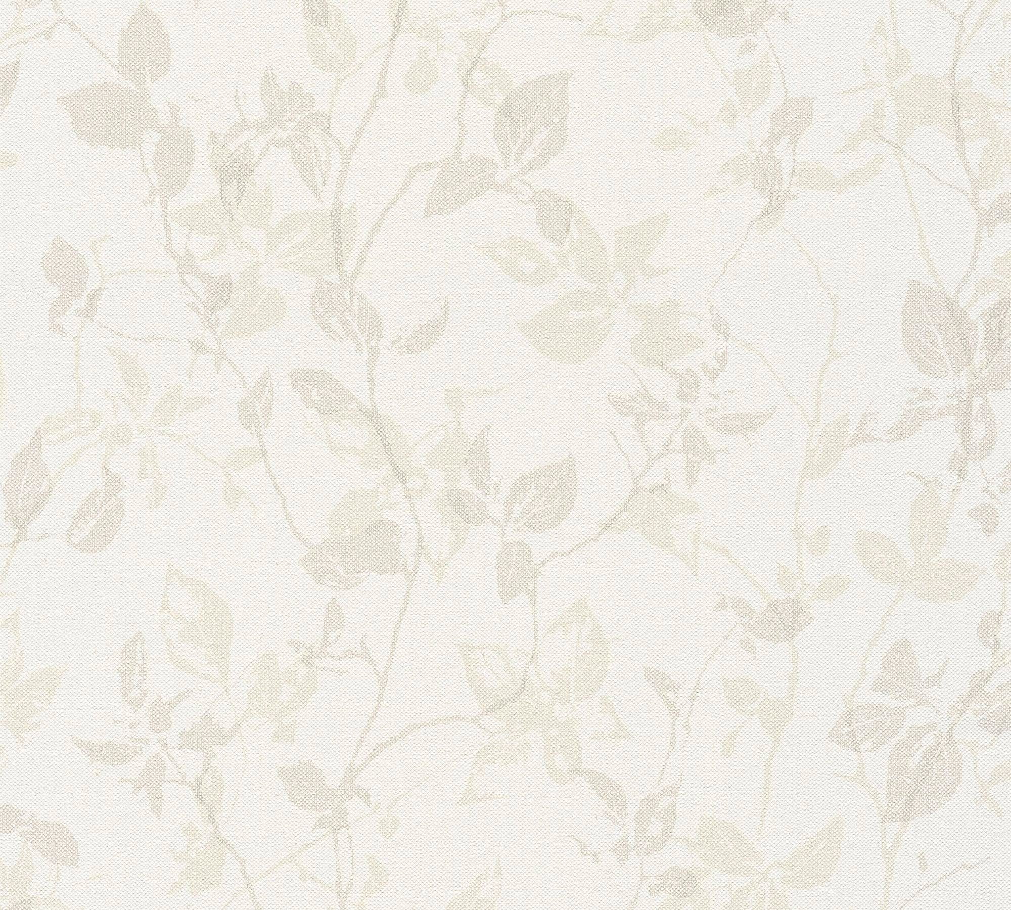 Tapete living geblümt, Blumen Hygge, A.S. creme/grau/beige walls Création Landhaus floral, Vliestapete