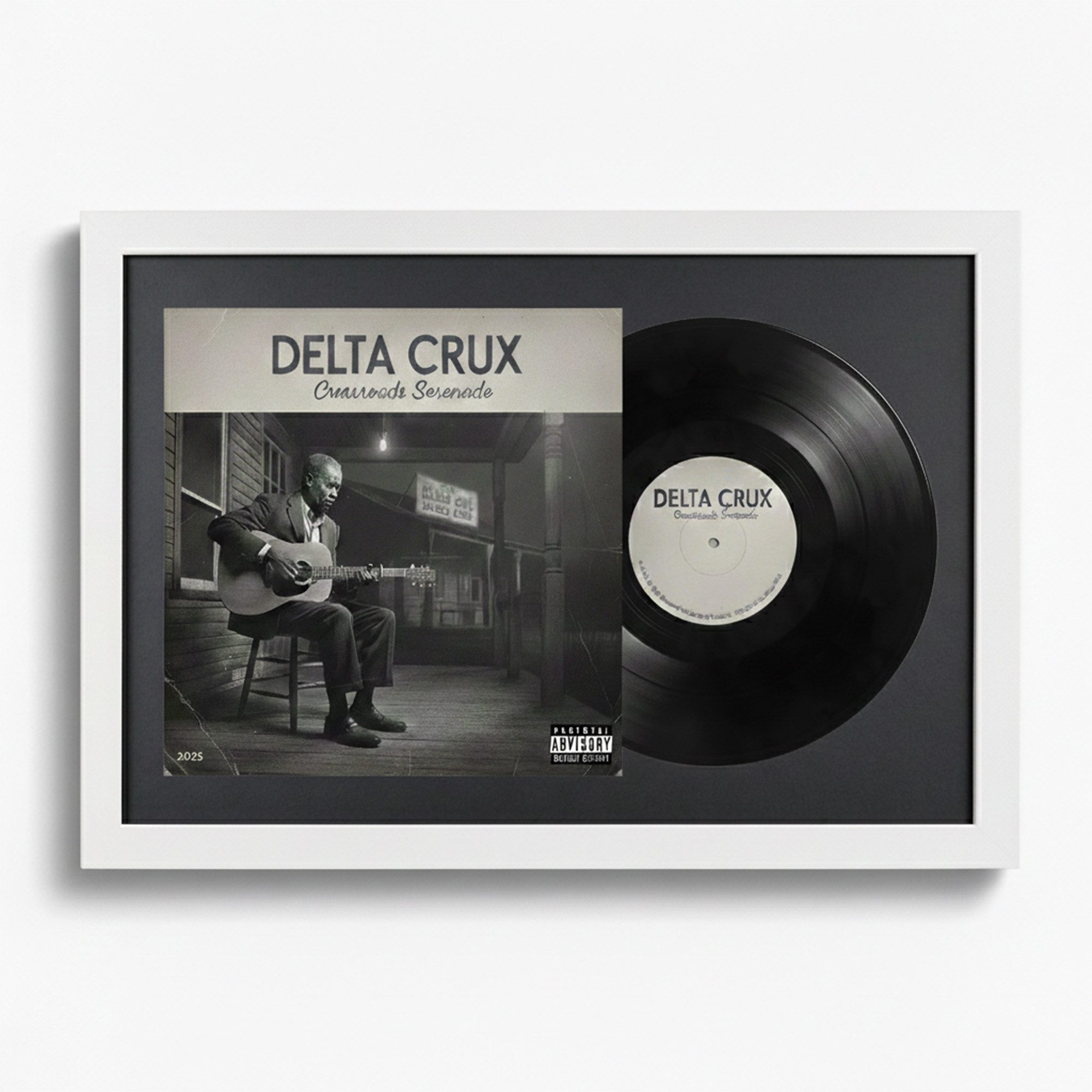 K-Möbel Bilderrahmen Schallplatten Rahmen für Vinyl und Cover, (2 St), mit Passepartout