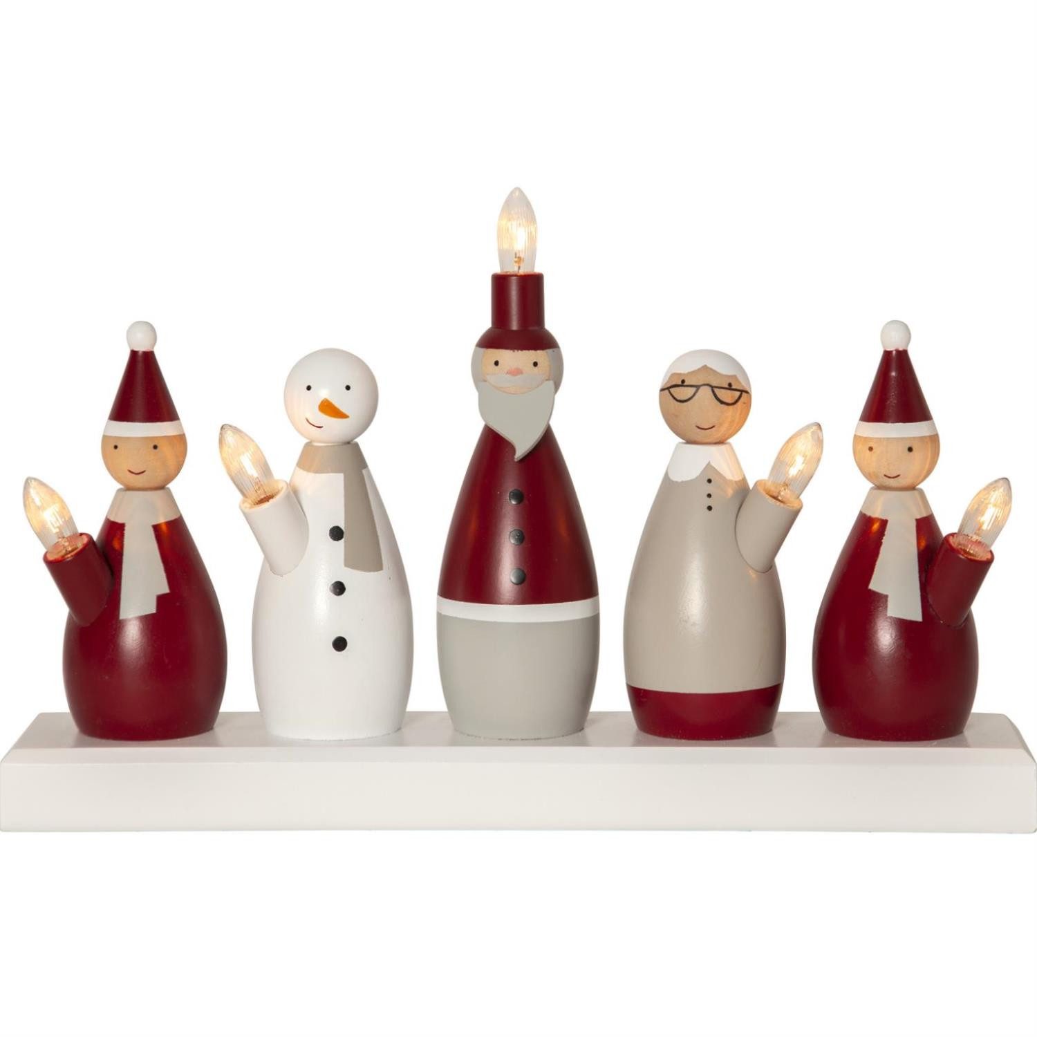 MARELIDA Fensterleuchter Weihnachtsmann Santa 5flammig E10 Glühlampen L: 33,5cm rot weiß, Glühlampe