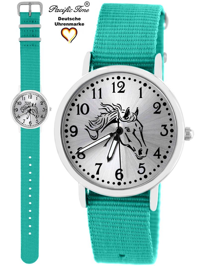 Quarzuhr Kinder Armbanduhr Pferd schwarz Wechselarmband