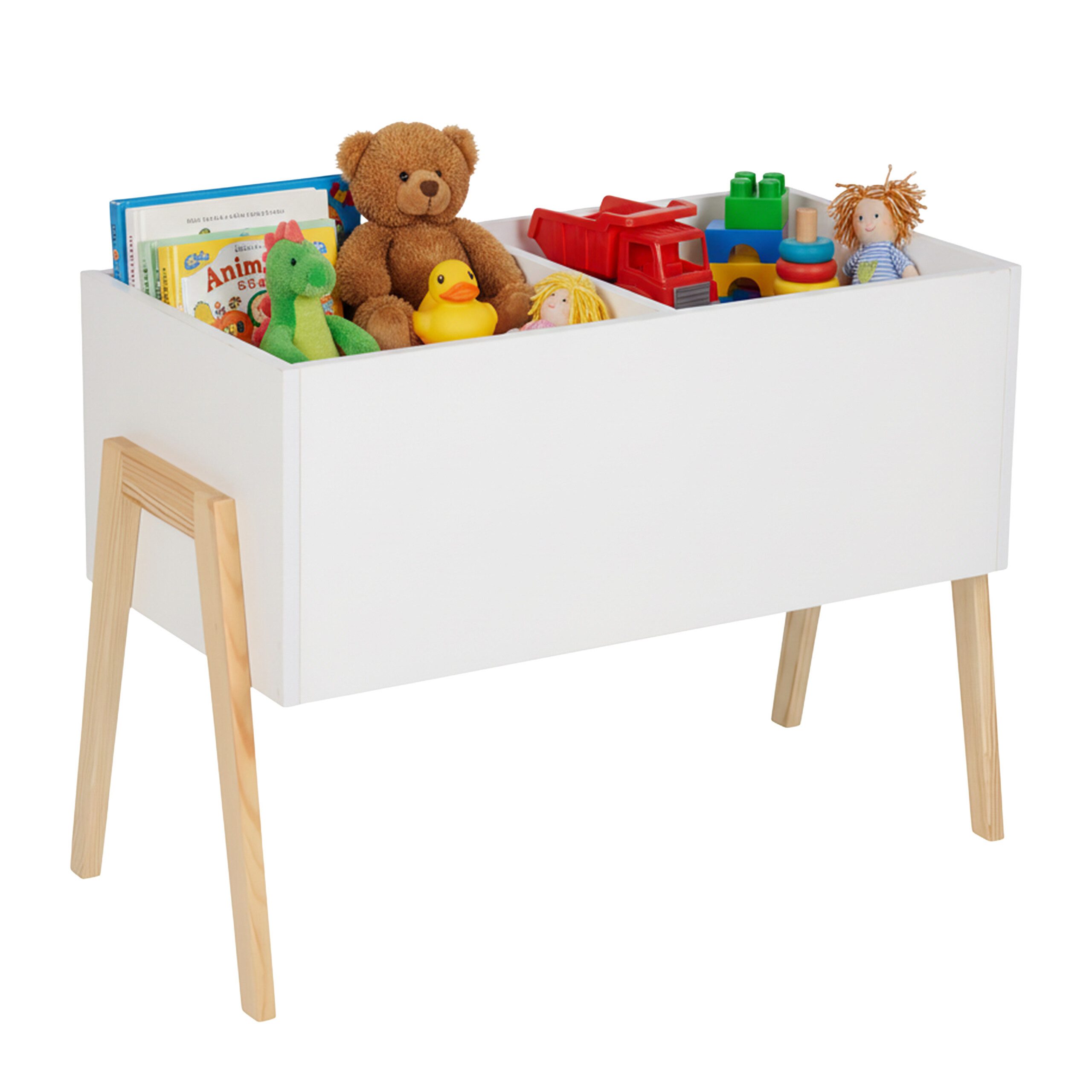Spielzeugtruhe Kindertruhe mit Holzbeinen