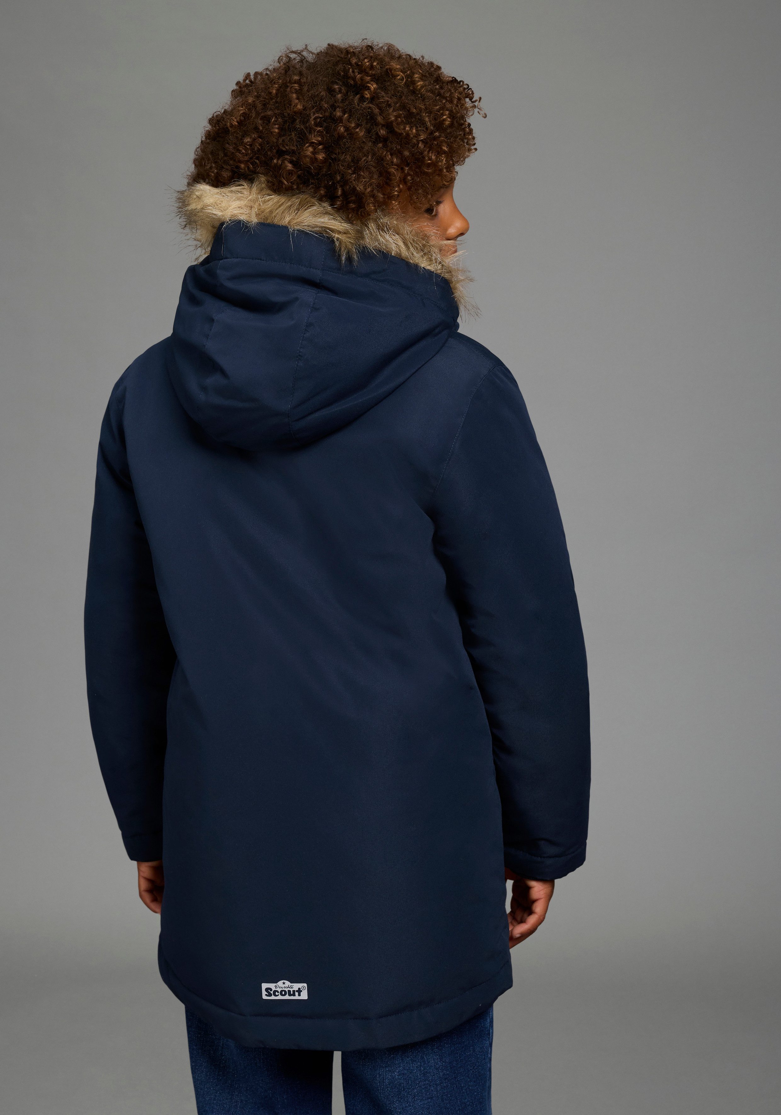 Scout Outdoorjacke Parka mit Fellkragen - NEU von SCOUT mit Kapuze und abnehmbaren Kapuzendetails, mit Fleecefütterung