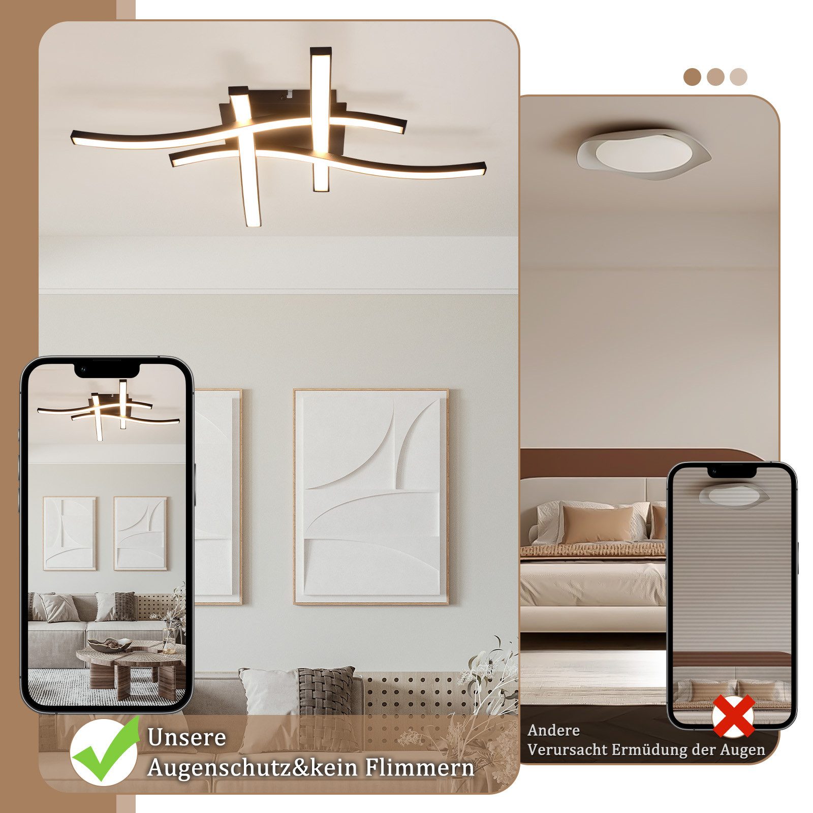 ZMH LED Deckenleuchte Wohnzimmer Schwarz Modern günstig online kaufen