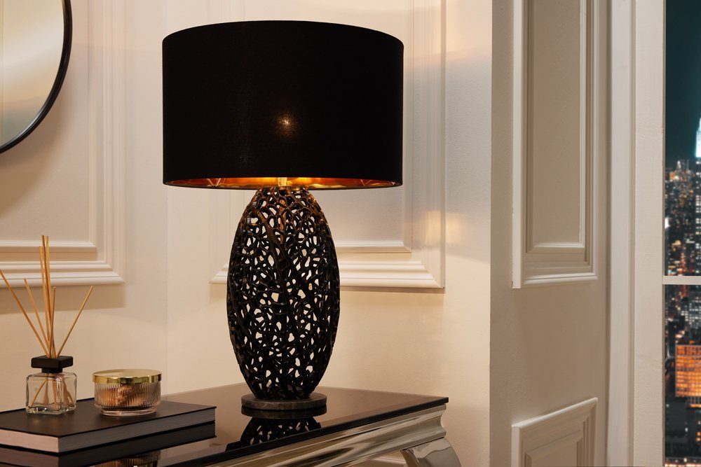 riess-ambiente Tischleuchte ABSTRACT Stoff Leuchtmittel, · Ein-/Ausschalter, Flur Wohnzimmer Design Modern ohne · Metall schwarz, · LEAF ·