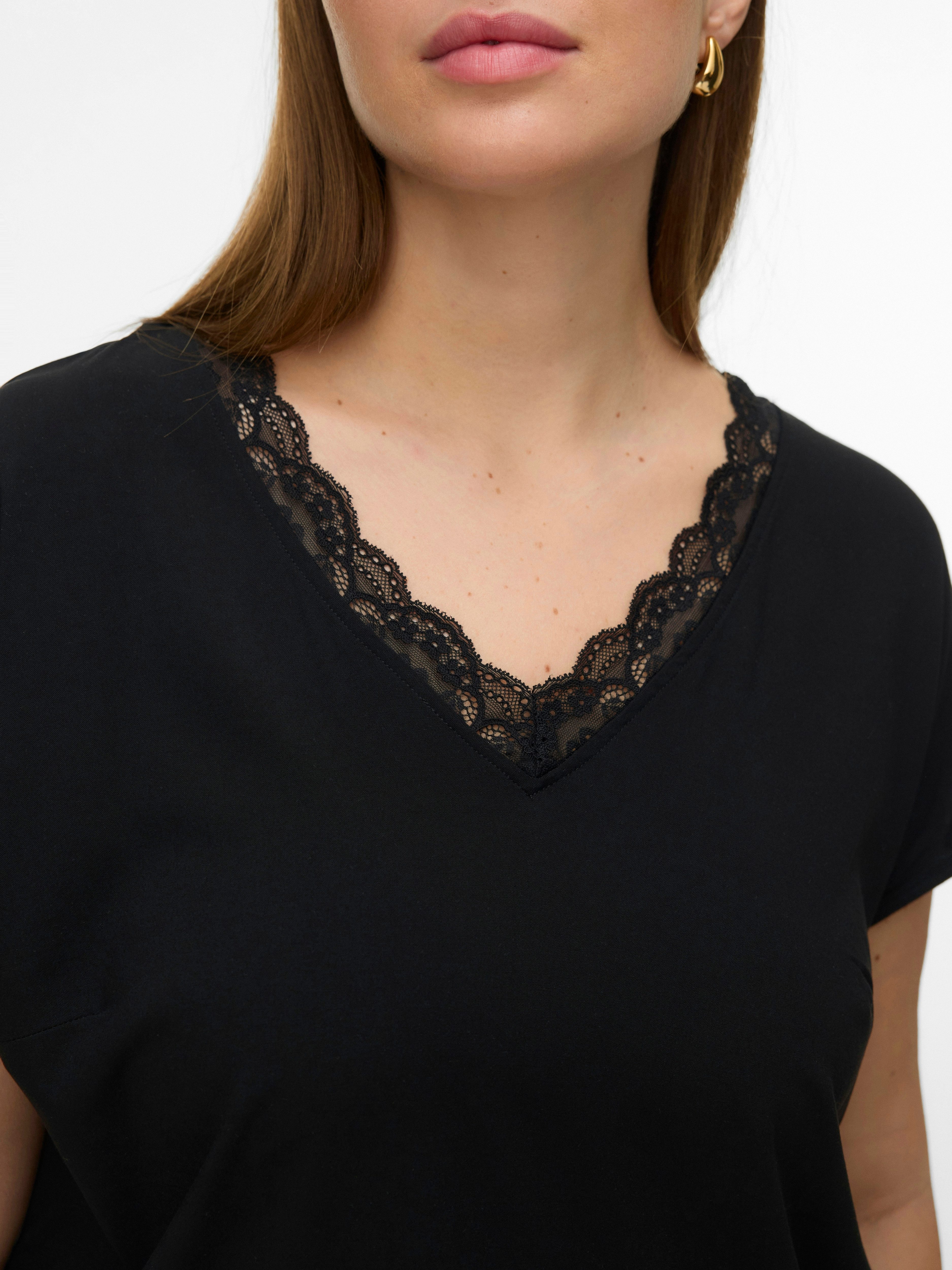Vero Moda Curve Shirttop VMCBELLA SL LACE TOP WVN NOOS CUR Viskosemischung, regular fit