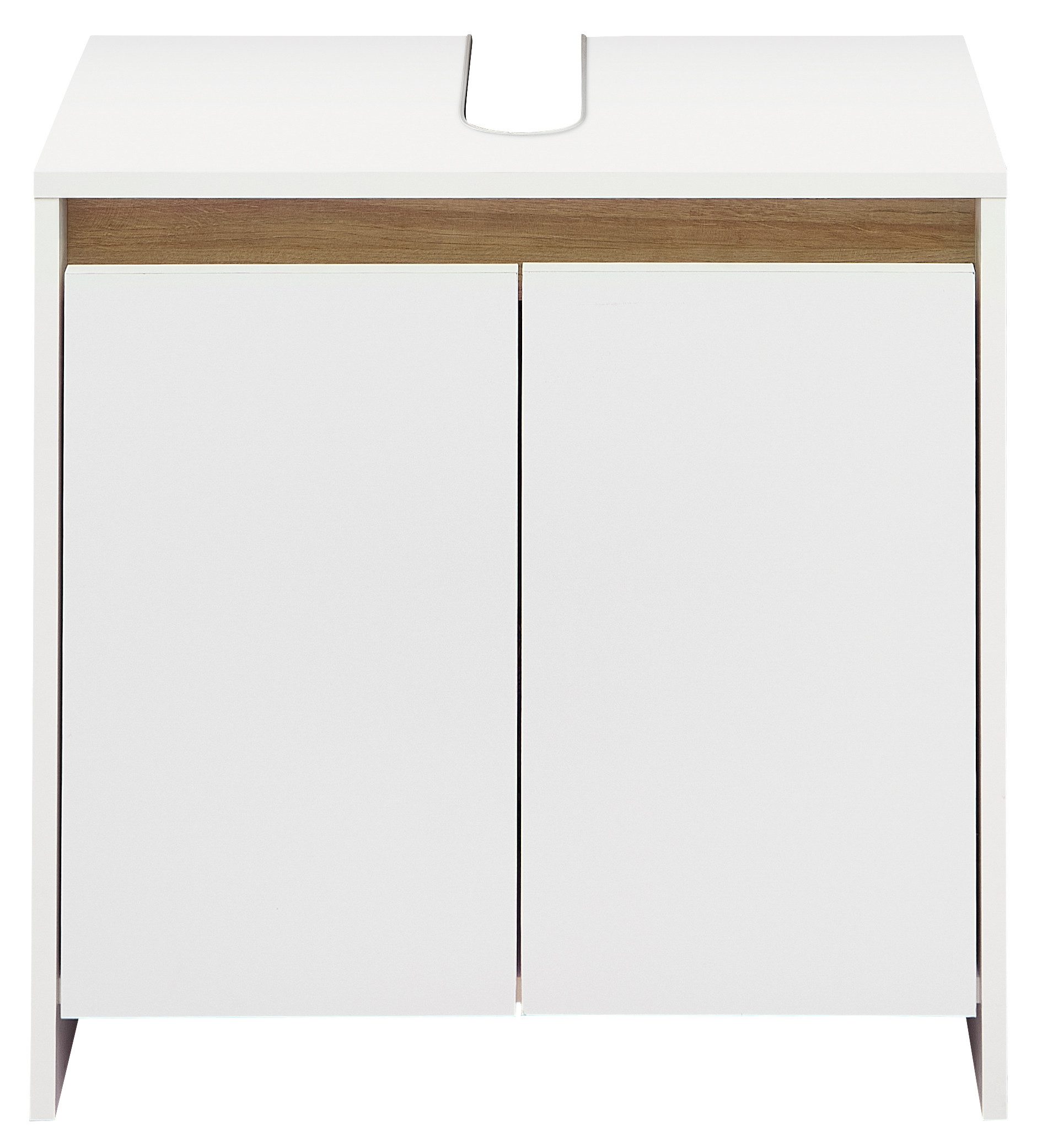 Saphir Waschbeckenunterschrank Quickset 100, 2 Türen, Siphonausschnitt Waschbeckenschrank ohne Griff, 61,6 cm breit, mit Akzentfuge