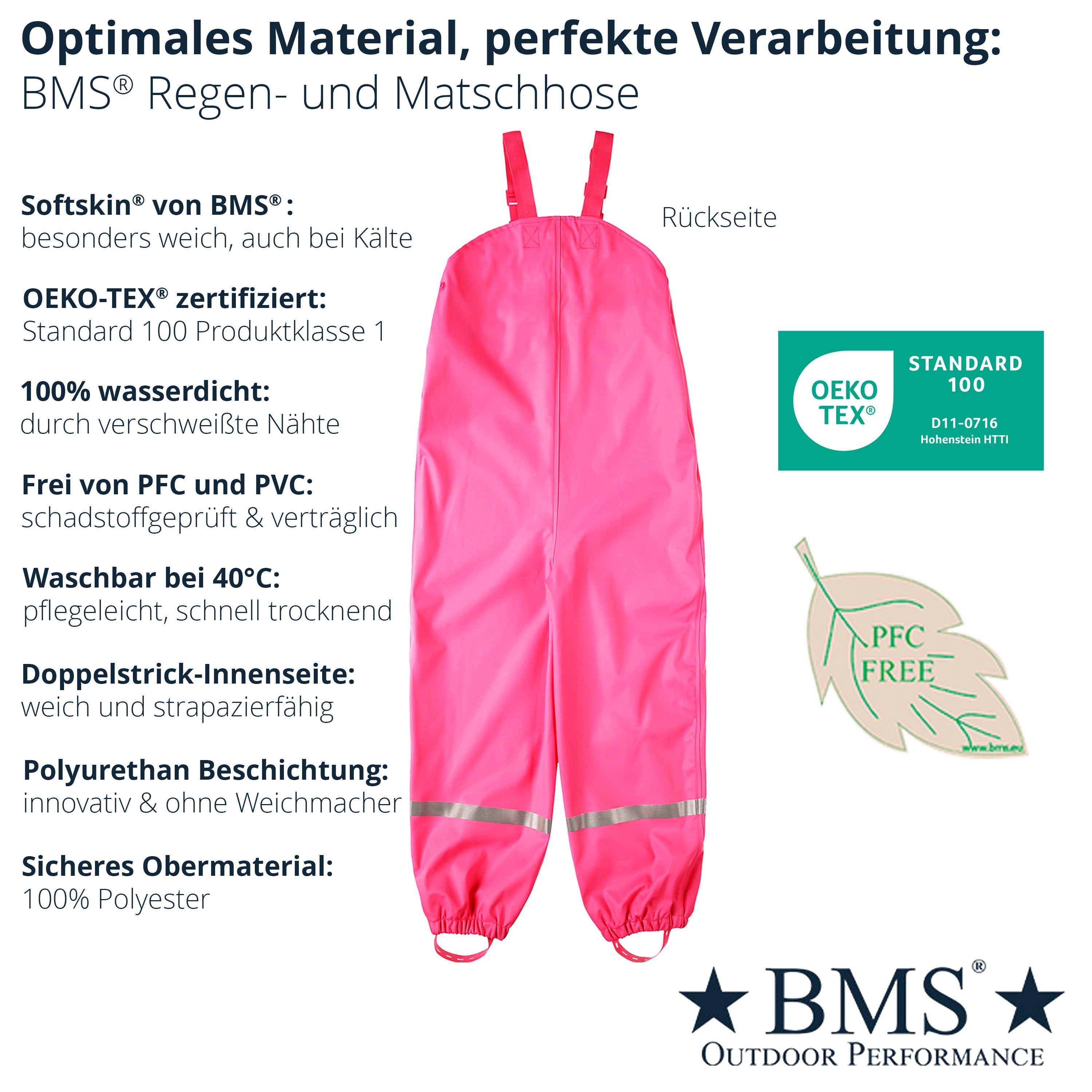 Matschhose Regen- 100% BMS wasserdicht - - pink Matschlatzhose Regenhose - und (1-tlg) Buddelhose BMS
