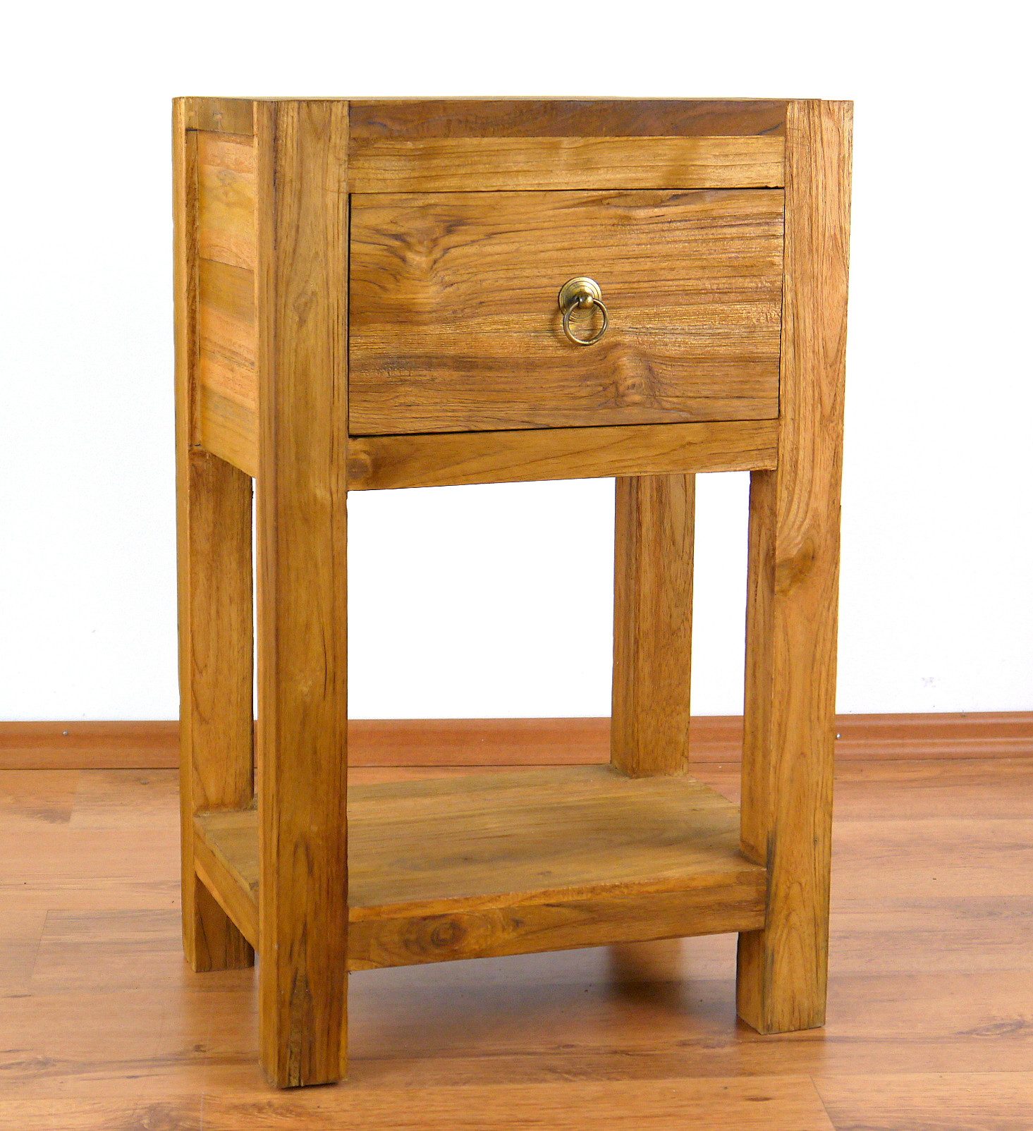 livasia Nachttisch Nachtschrank mit Schublade aus Java, Teakholz,40x30x65cm