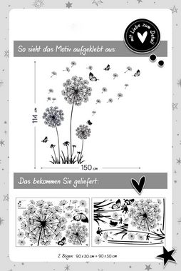 Alster Herz Wandtattoo XL Wandtattoo Pusteblume, Wandsticker Wohnzimmer Pflanzen Blumen H0541 (1 St), Wanddeko Modern für Kinderzimmer Schlafzimmer