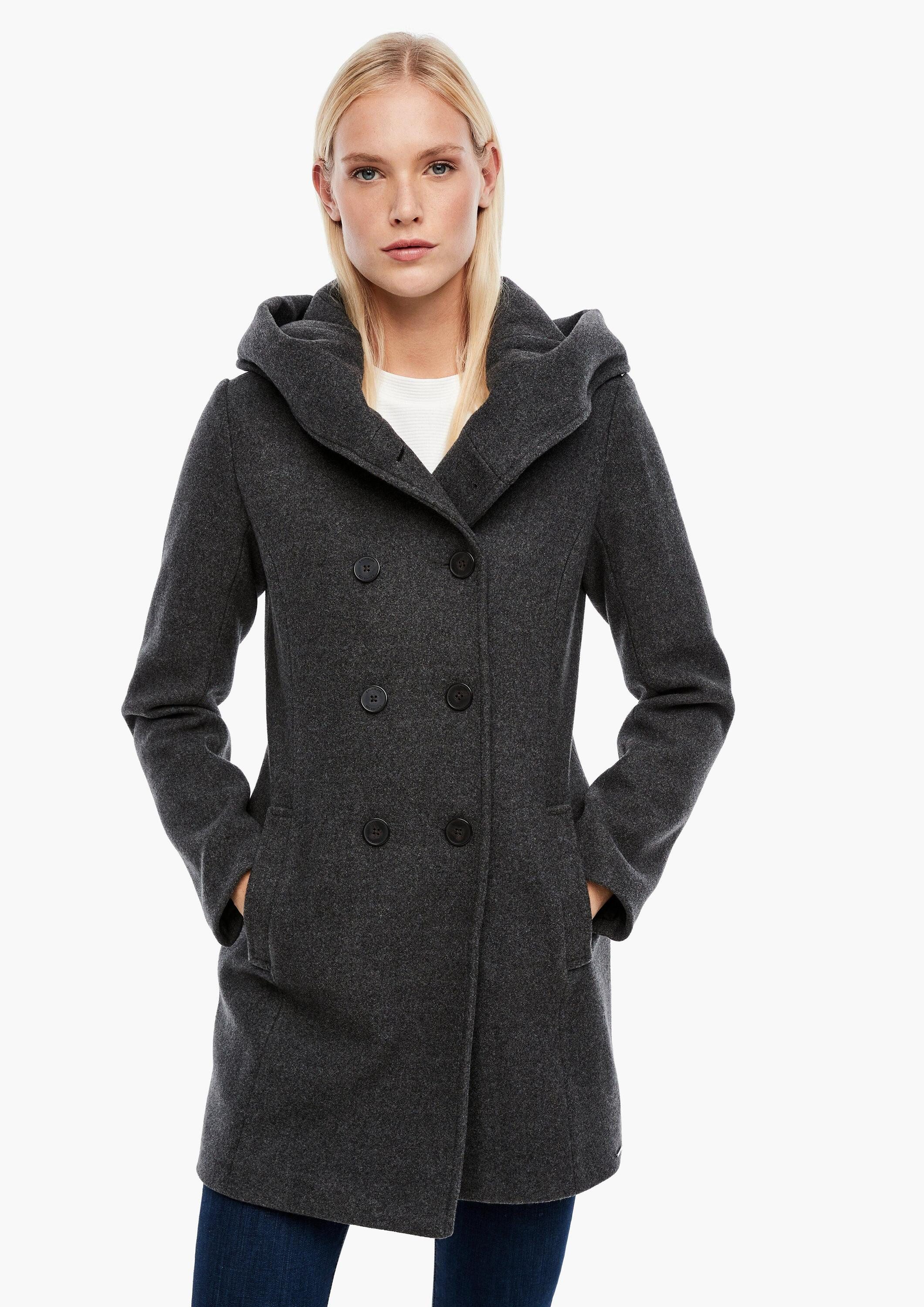 s.Oliver Funktionsmantel Outdoor-Mantel Melierter Mantel aus Wollmix