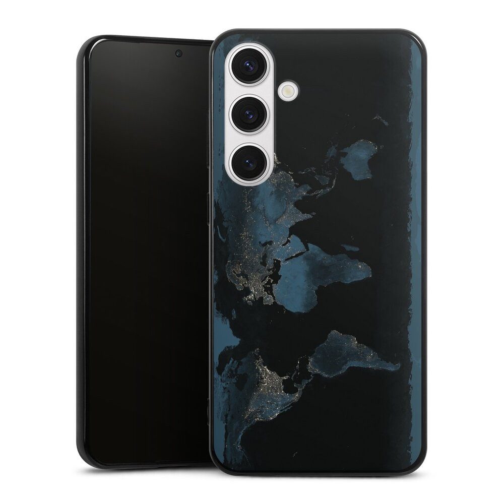 DeinDesign Handyhülle Weltkarte Landkarte Nacht Nightlight Worldmap, Samsung Galaxy S24+ Silikon Hülle Bumper Case Handy Schutzhülle