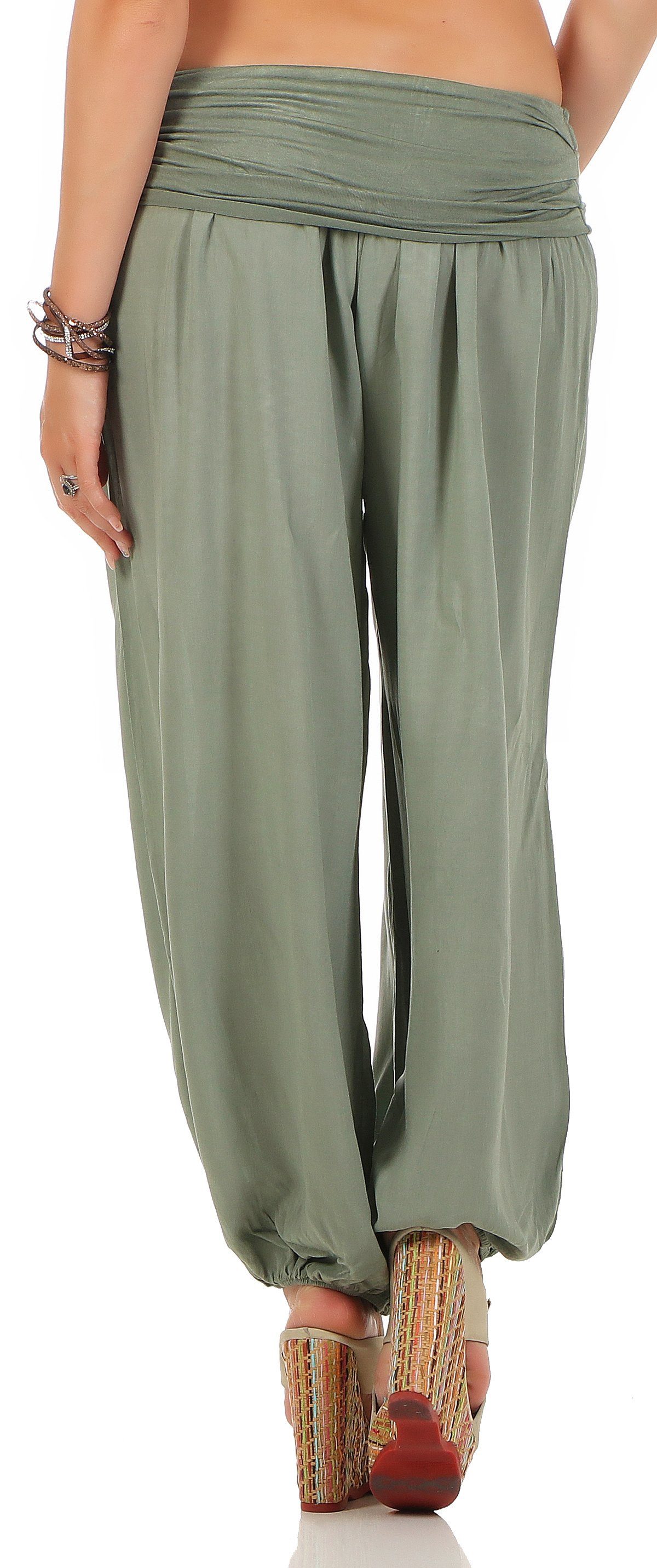 CLEO STYLE Haremshose Damen Sommerhose CL 2403 Khaki One Size (34-42)