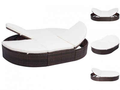 vidaXL Wellnessliege Outdoor-Lounge-Bett mit Polster Polyrattan Braun Gartenliege Sonnenlie