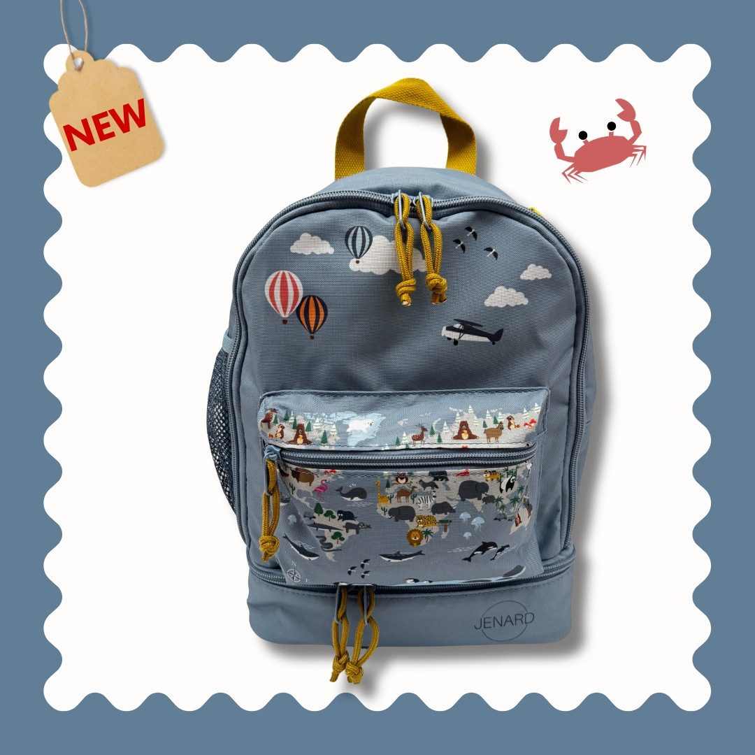 JENARD Kinderrucksack JENARD® Kinder 4er-Set Creme – Rucksack, Trinkflasche, 2 Brotdosen